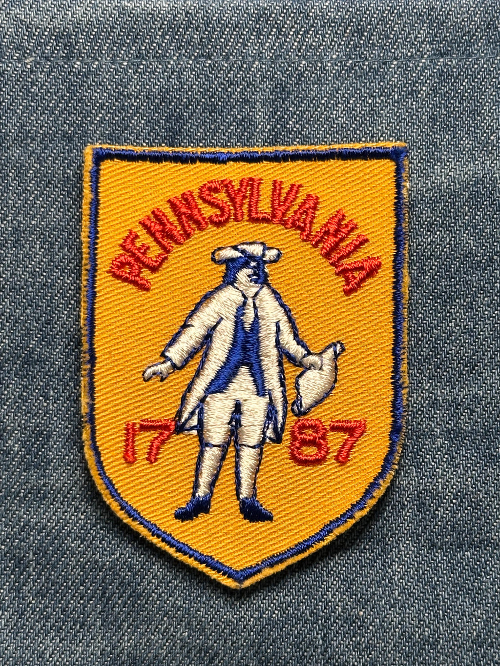 Pennsylvania Collectable Patch: Sew-On Yellow Shield - 1787 State Accessory