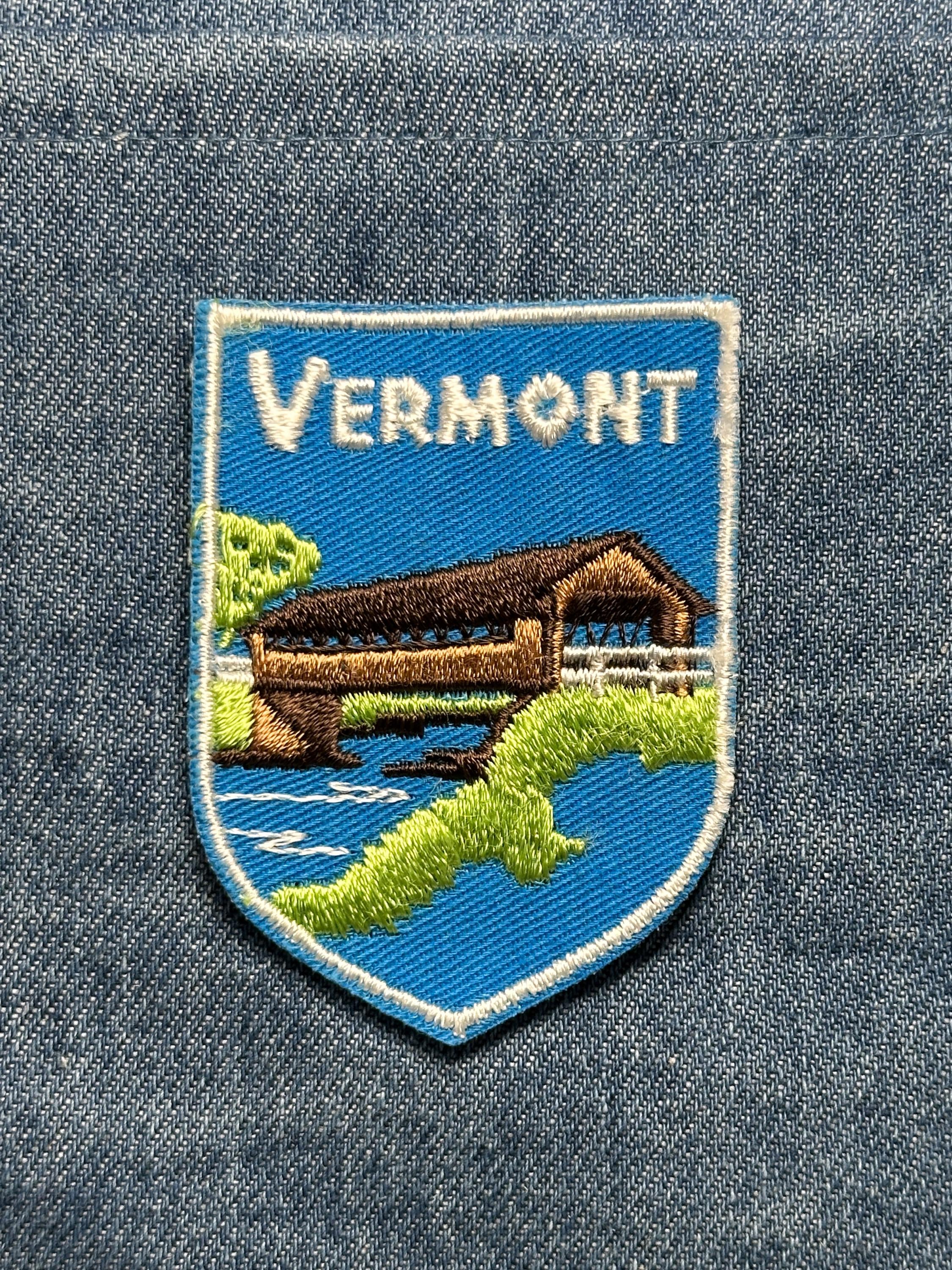 Vermont Collectable Patch: Sew-On Shield Shape - Vintage Travel Accessory