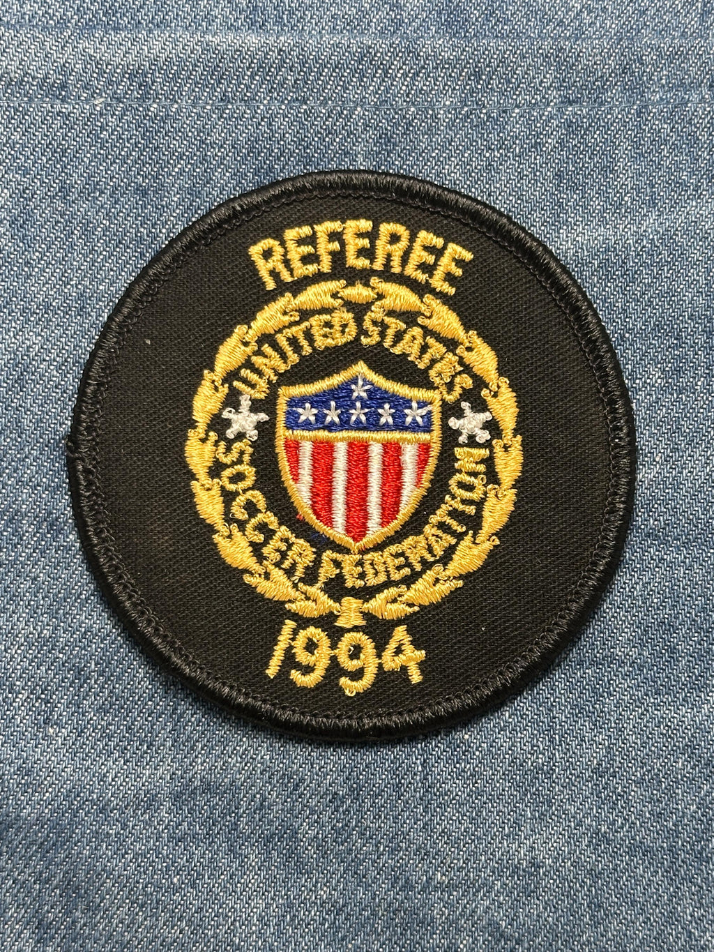 US Soccer Referee Collectable Patch: Iron-On Black Gold - 1994 Accessory