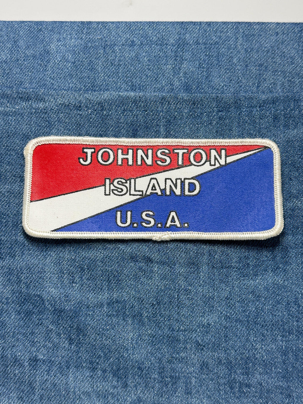 Johnston Island Collectable Patch: Sew-On Red White Blue - Retro Travel Accessory