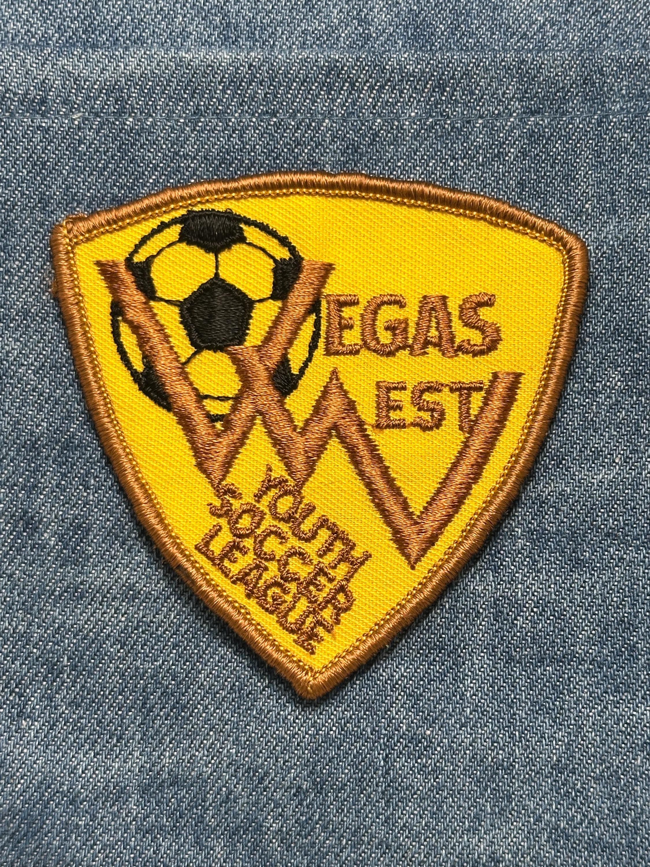 Vegas West Youth Soccer Patch: Sew-On Gold Shield - Vintage Sports Accessory