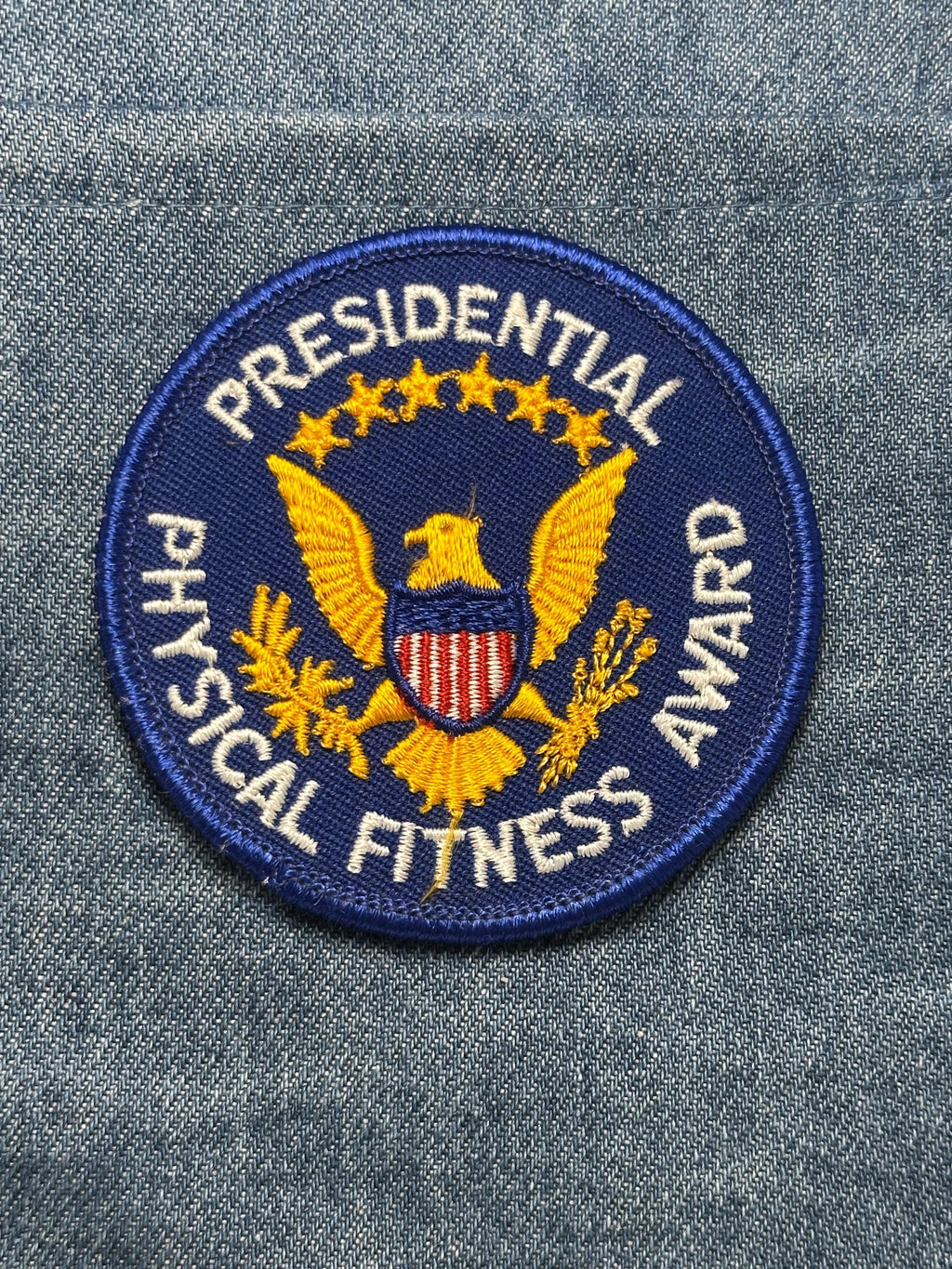 Presidential Fitness Award Collectable Patch: Iron-On Navy-Gold - Vintage Accessory