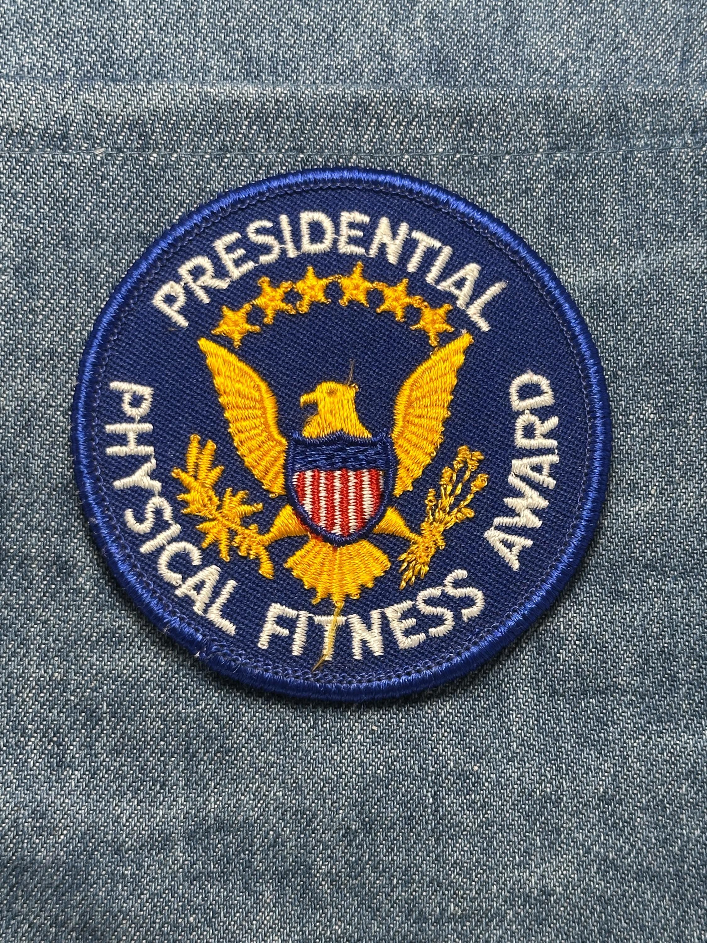 Presidential Fitness Award Collectable Patch: Iron-On Navy-Gold - Vintage Accessory