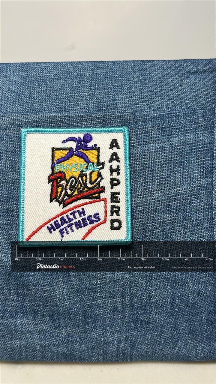 Physical Best Patch: Iron-On Colorful Square - Fitness Accessory with ruler overlay for size reference