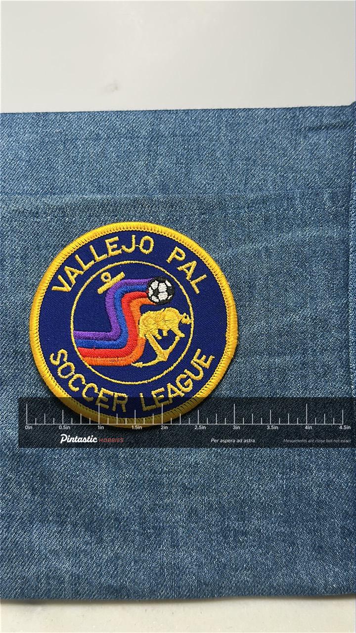 Vallejo PAL Soccer League Patch: Sew-On Bold Colors - Youth Sports Accessory with ruler overlay for size reference