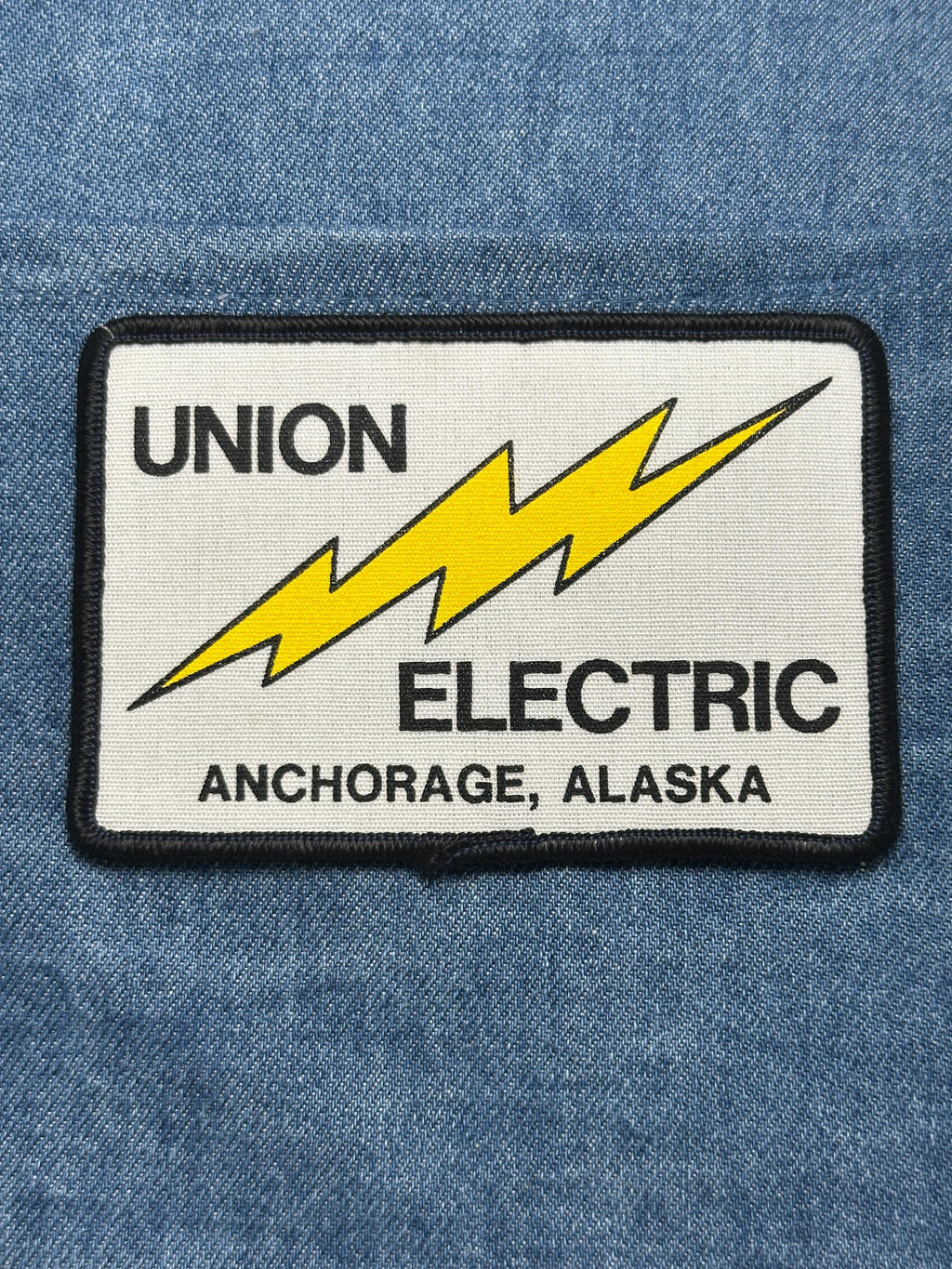 Union Electric Patch: Sew-On Bold Yellow Lightning - Vintage Accessory