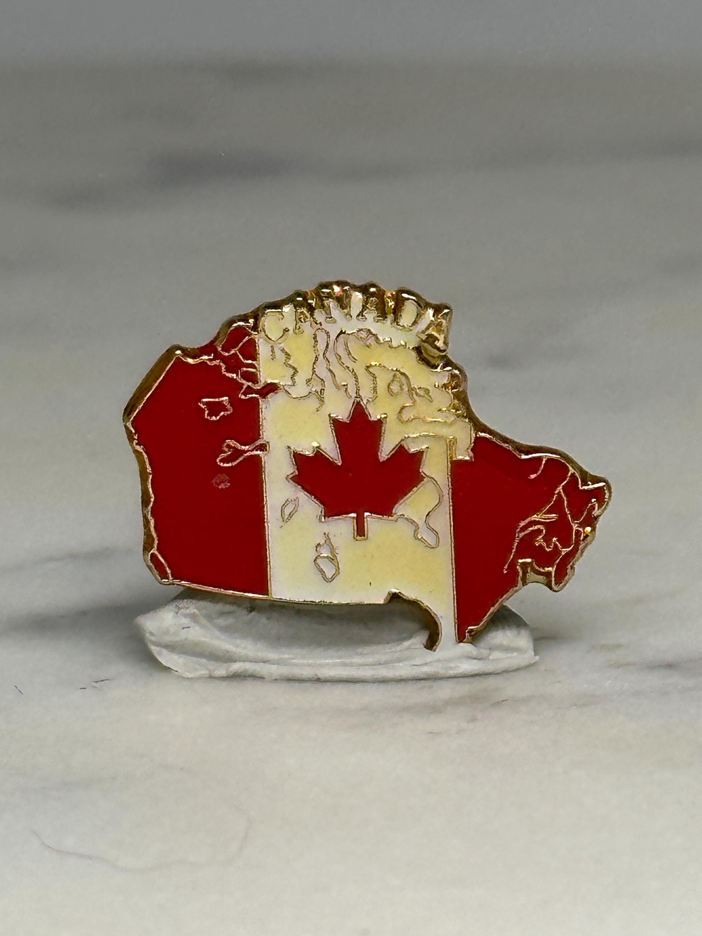 Canada Flag Lapel Pin: Red Enamel Gold Trim - Patriotic Accessory