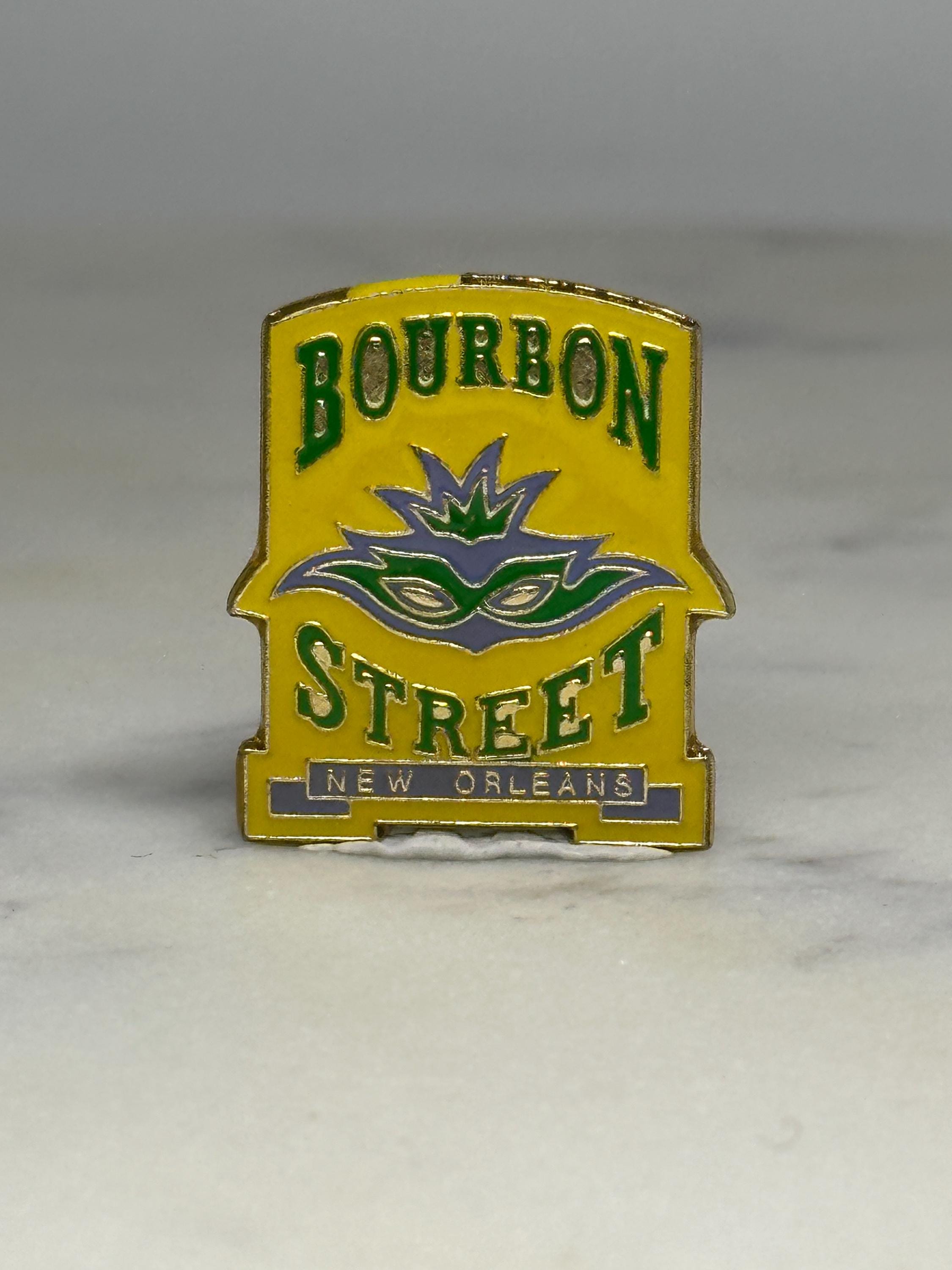 Bourbon Street Enamel Pin: Yellow Green Mask Design - New Orleans Souvenir