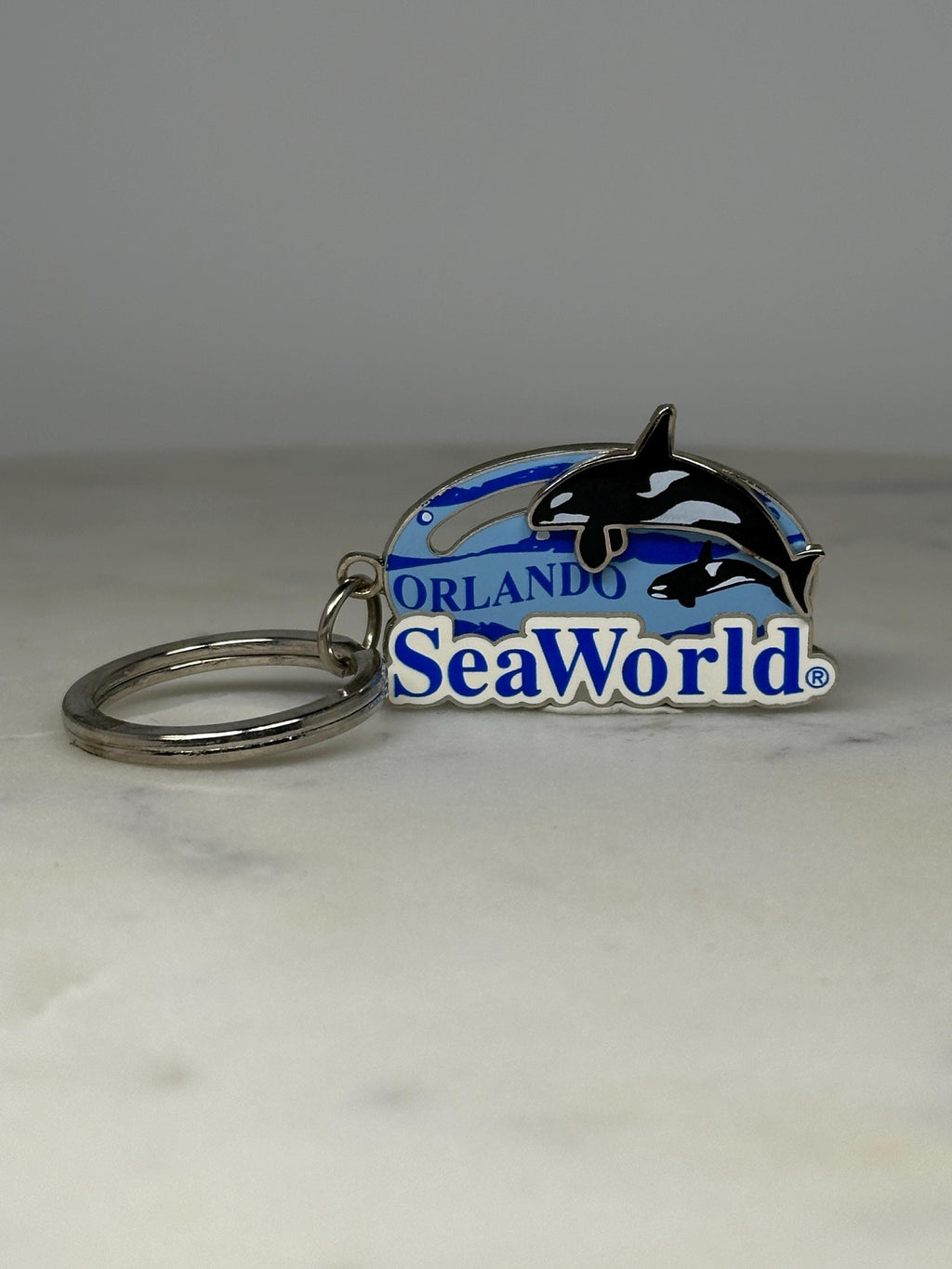 SeaWorld Orlando Keychain: Blue Enamel & Silver-Tone - Marine Park Accessory