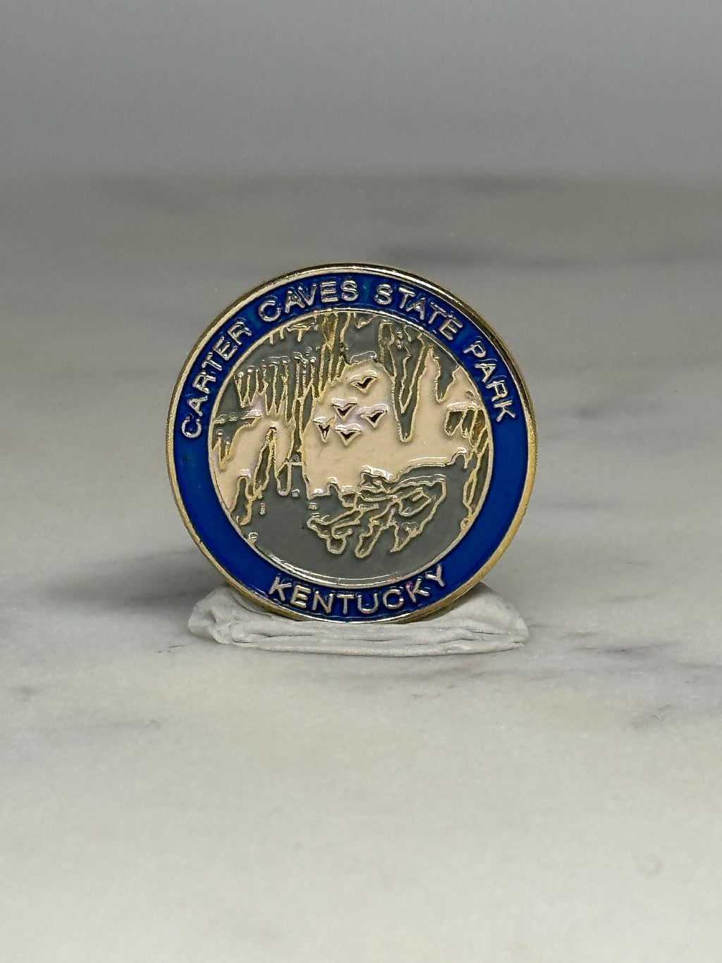 Carter Caves State Park Pin: Blue & Gold Enamel - Nature Travel Souvenir