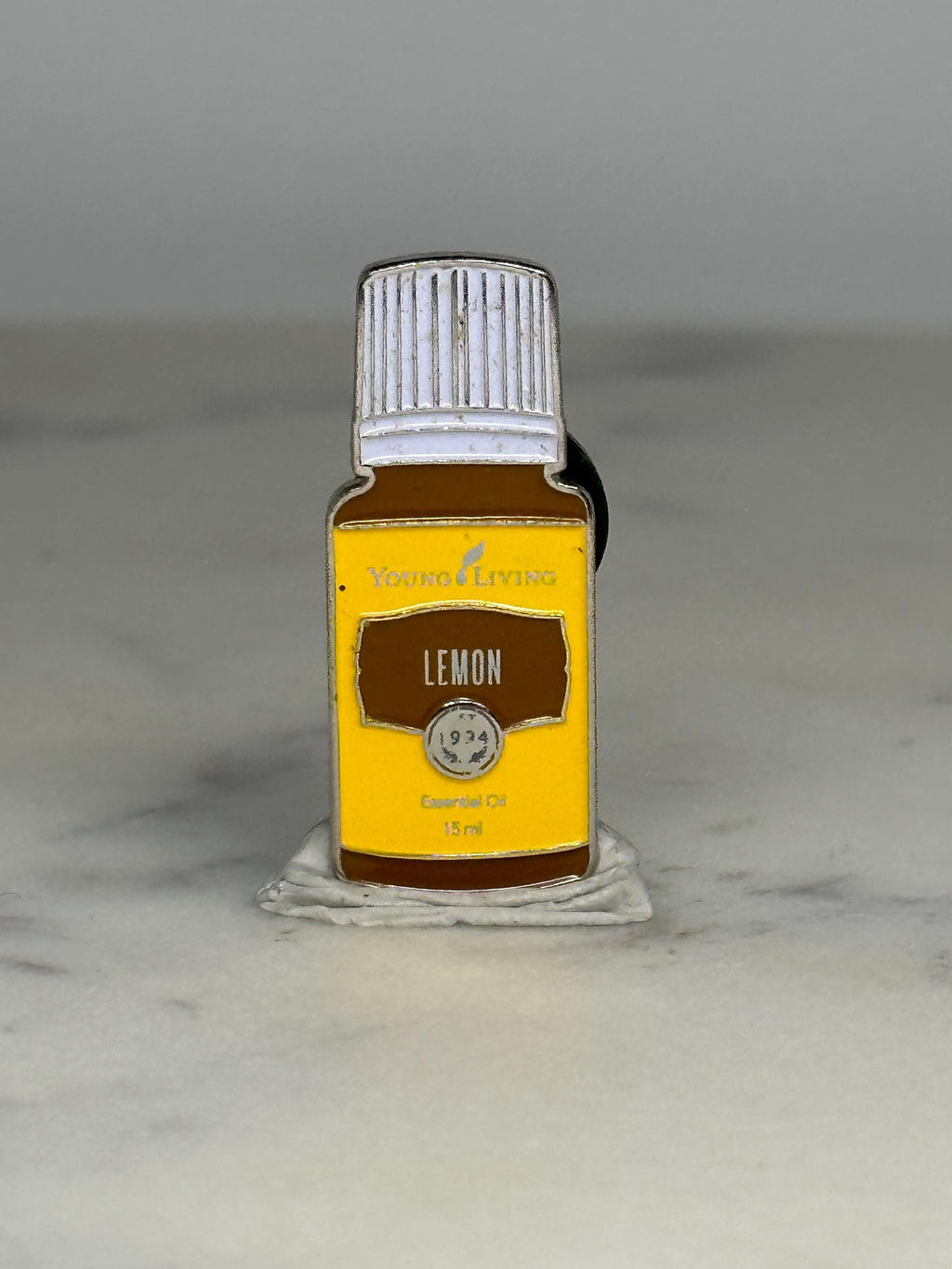 Young Living Lemon Essential Oil Pin: Yellow Enamel Finish - Wellness Accessory