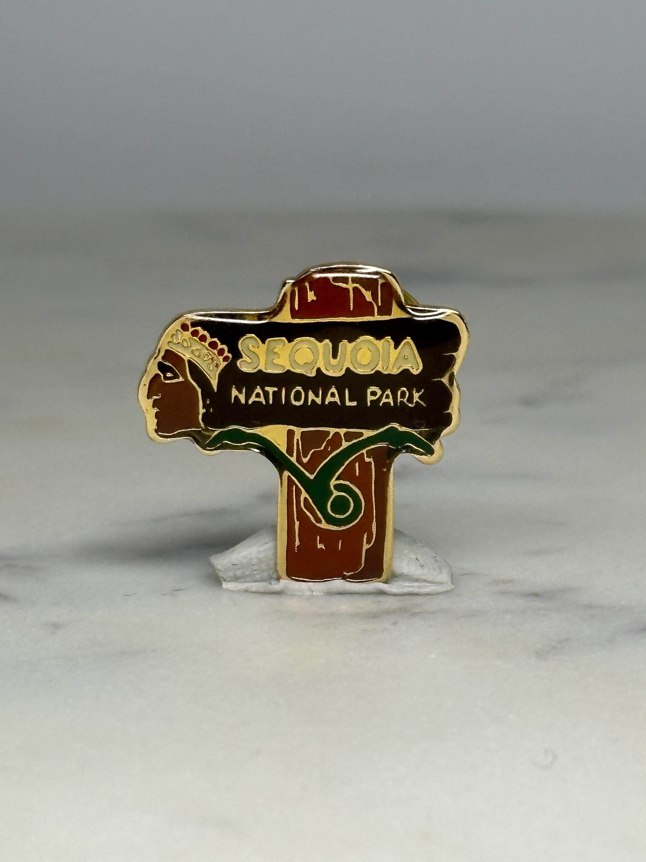 Sequoia National Park Pin: Enamel Brown-Gold - Vintage Travel Accessory