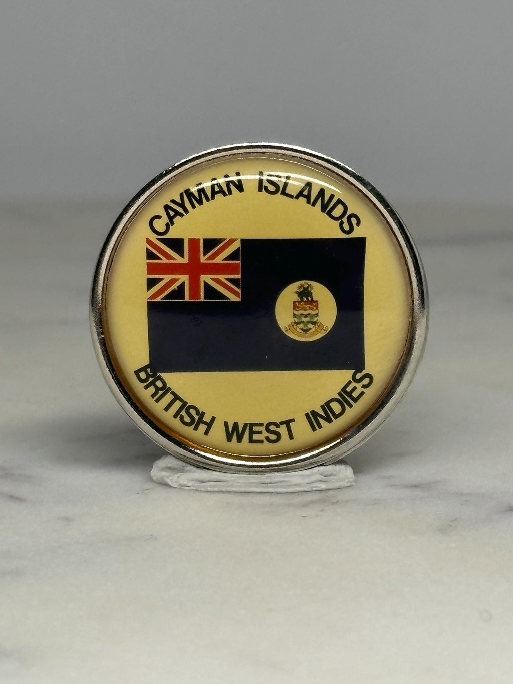 Cayman Islands Flag Pin: Gloss Finish - Vintage Travel Accessory