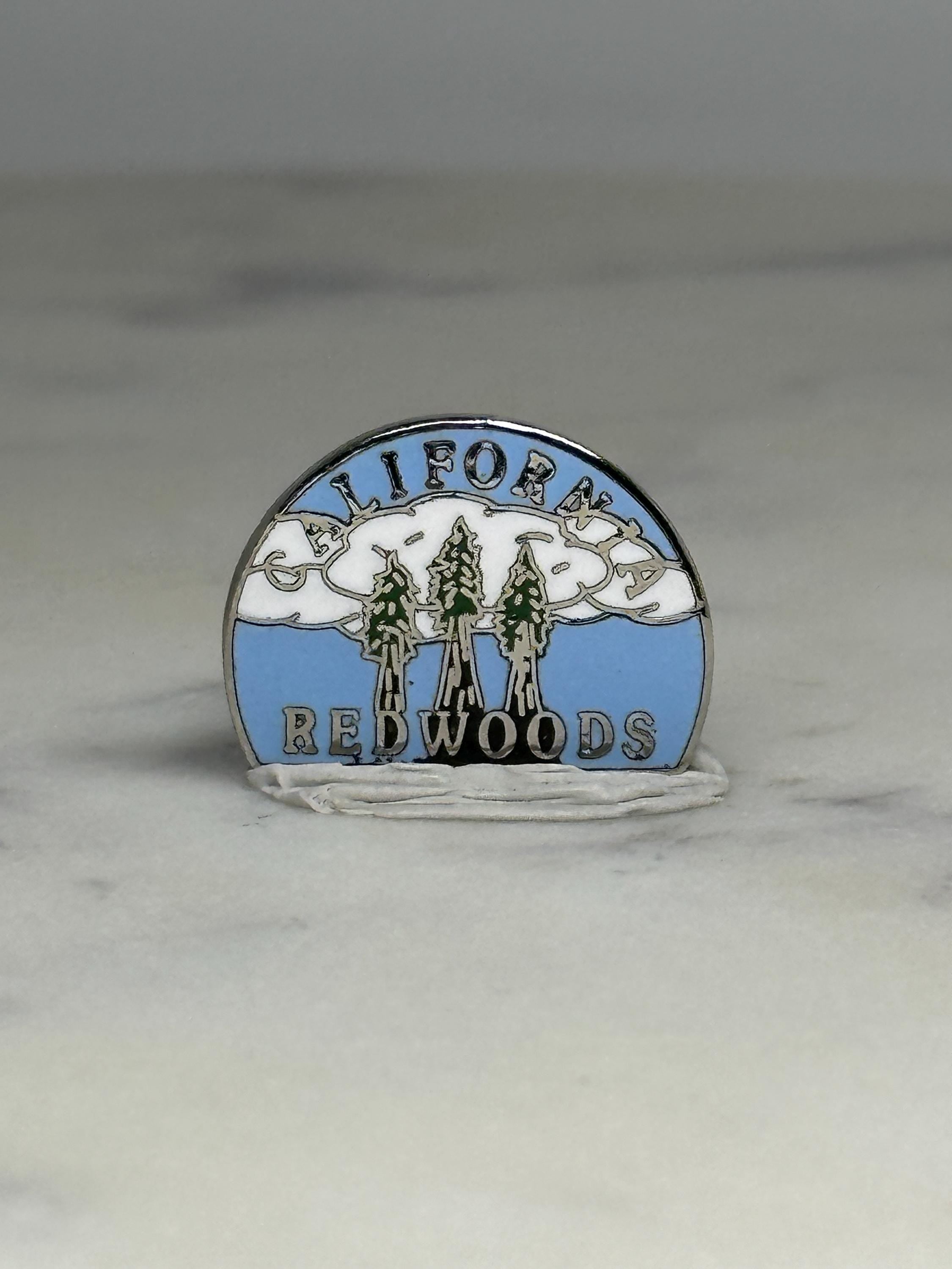 California Redwoods Souvenir Pin: Enamel Tree Design - Retro Nature Accessory