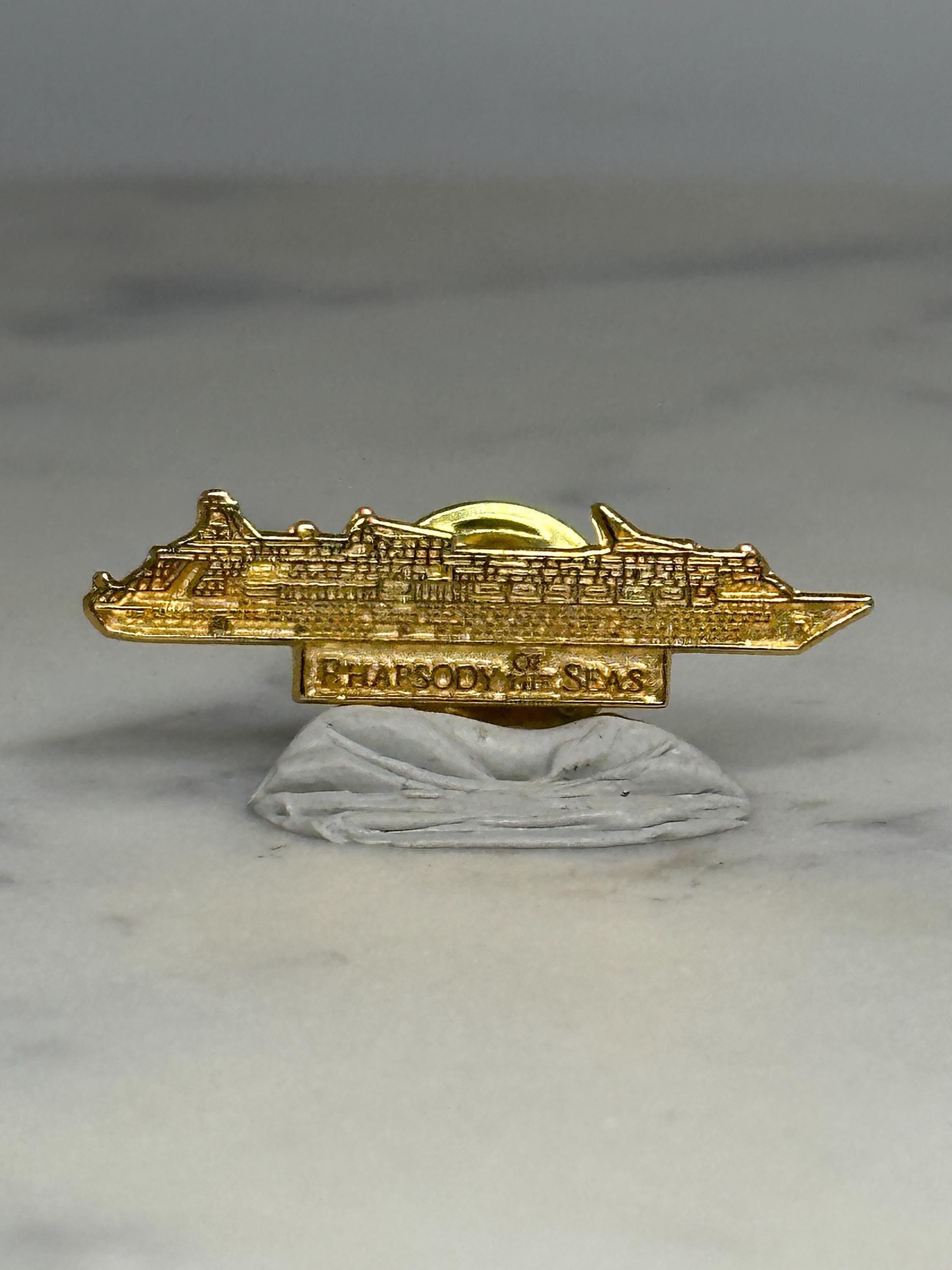 Rhapsody of the Seas Cruise Ship Pin: Gold Tone - Nautical Travel Accessory
