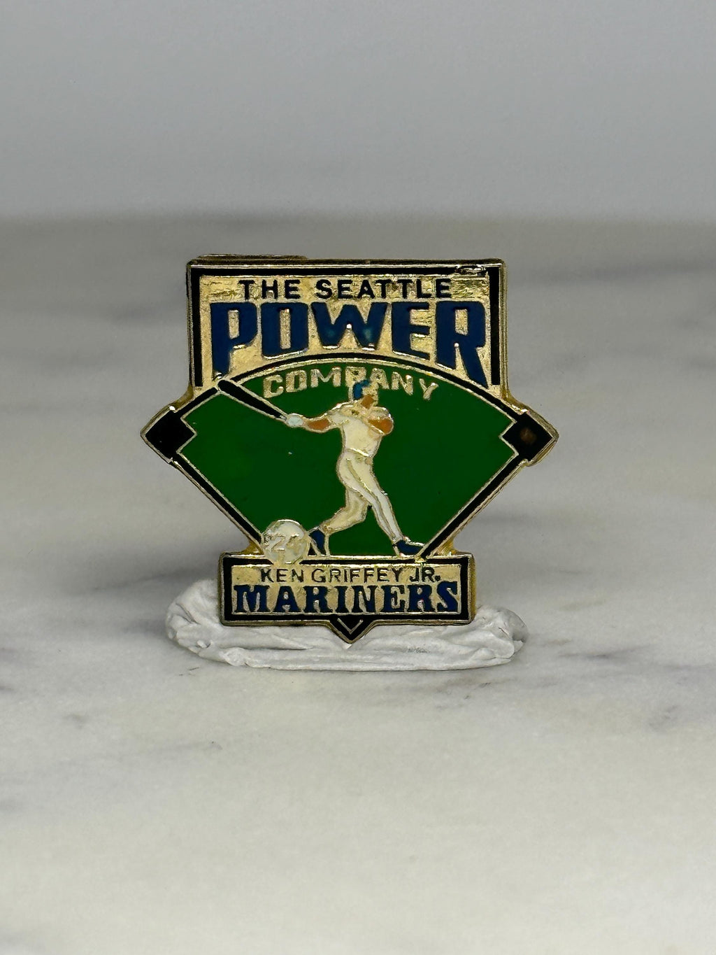 Ken Griffey Jr Mariners Pin: Green Enamel Baseball - 1990s Sports Accessory