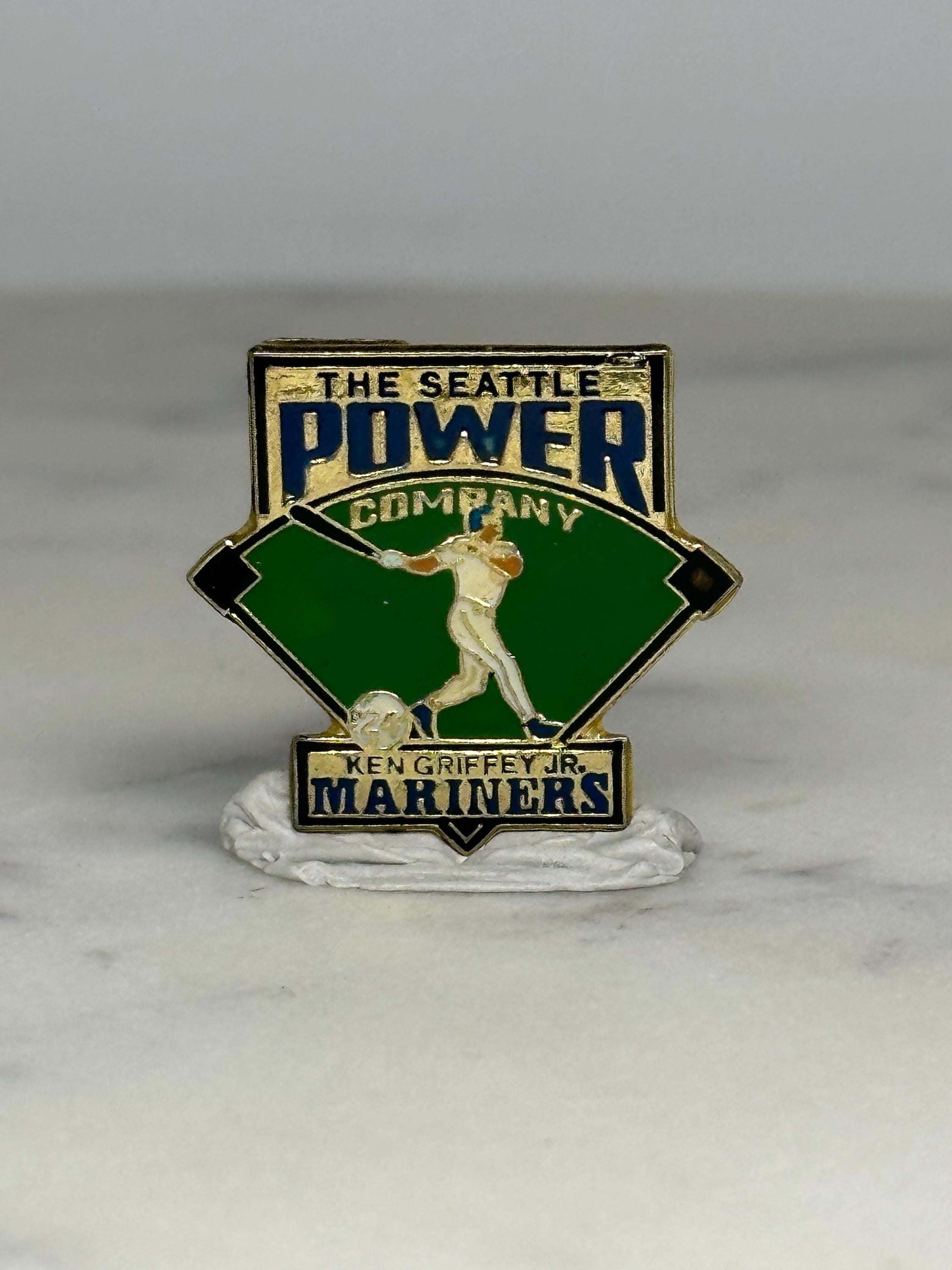 Ken Griffey Jr Mariners Pin: Green Enamel Baseball - 1990s Sports Accessory