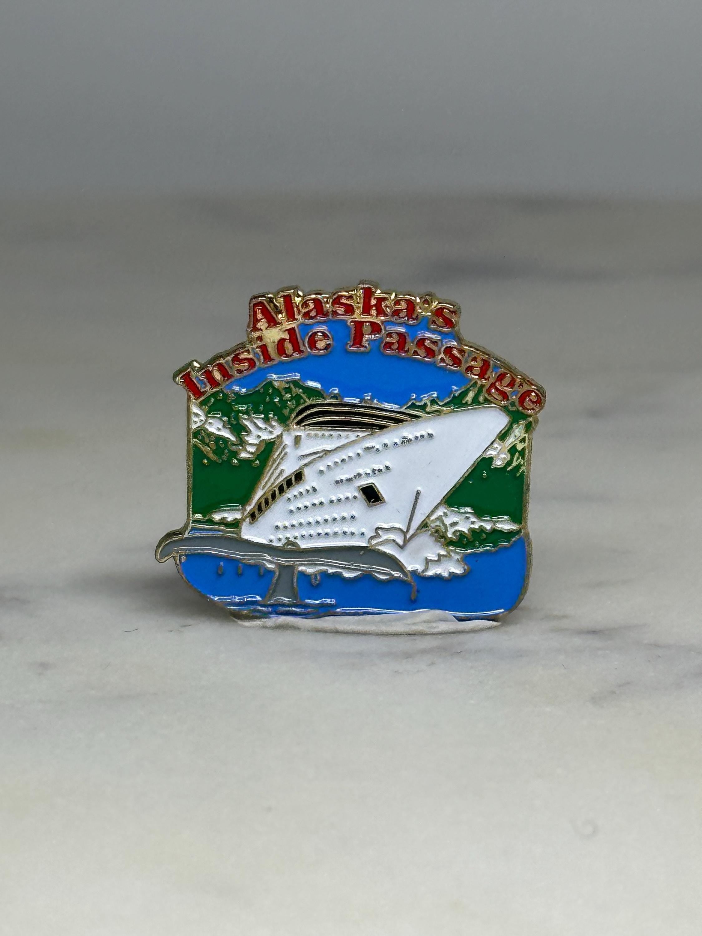 Alaska’s Inside Passage Cruise Ship Pin: Enamel Colorful Finish - Travel Souvenir Accessory