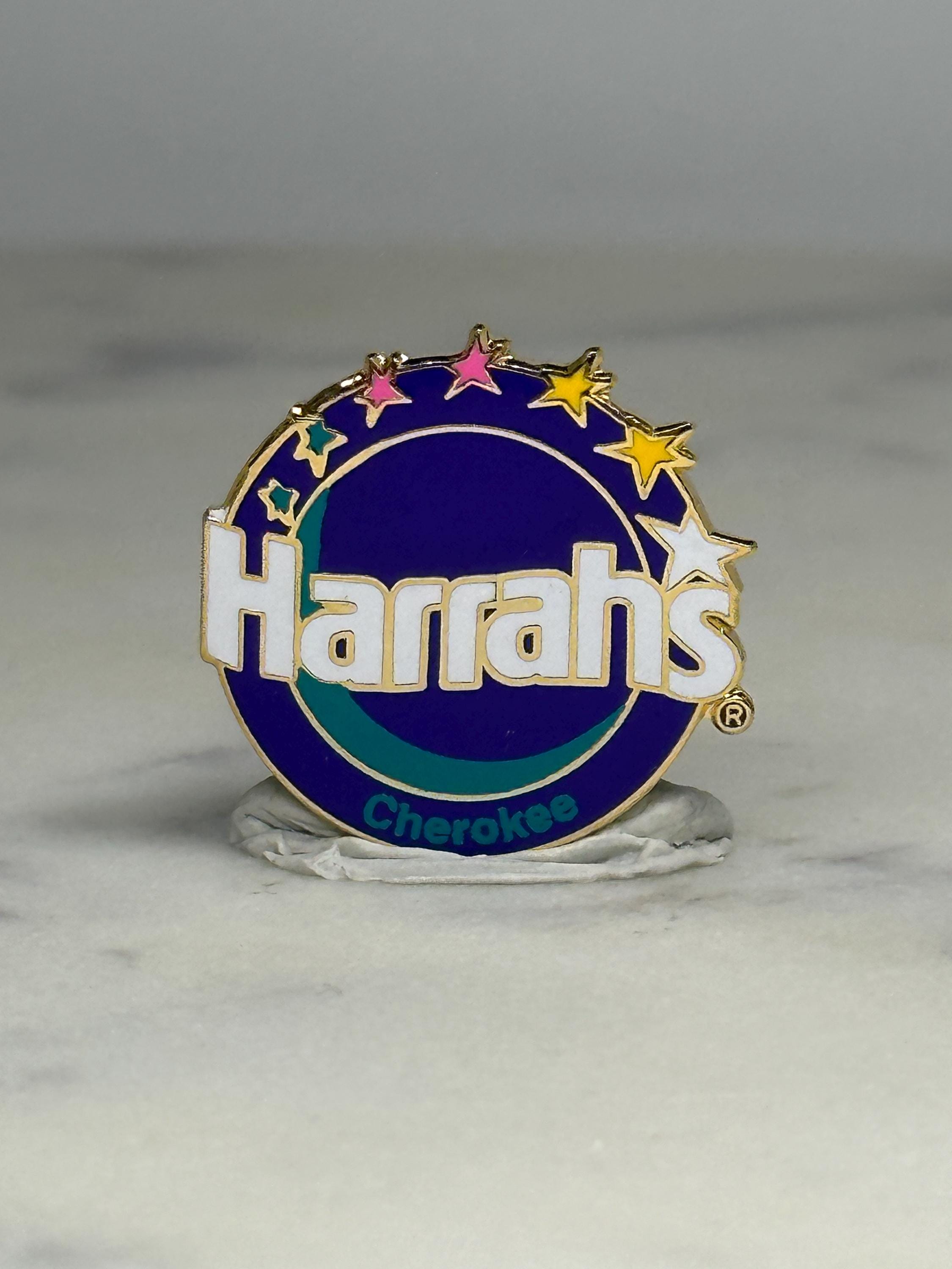 Harrah's Cherokee Casino Pin: Purple Gold Stars - Vintage Collectible Accessory
