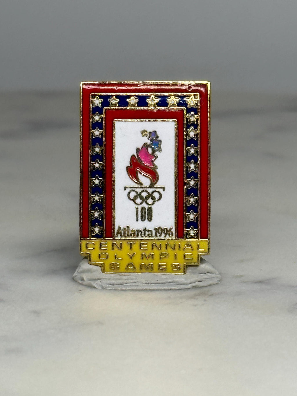 Atlanta 1996 Olympic Pin: Gold Red White Blue Enamel - Centennial Games Accessory