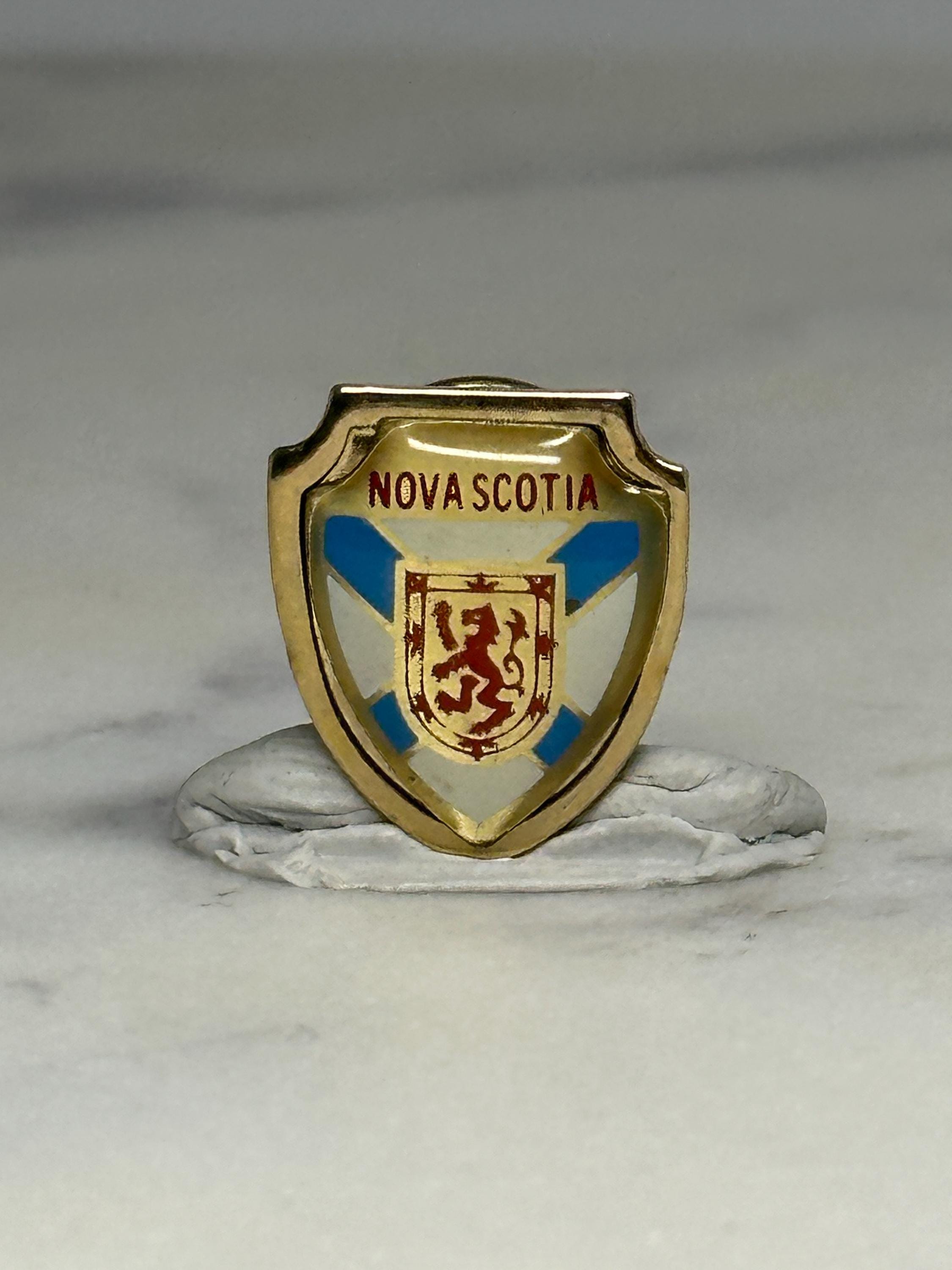 Nova Scotia Shield Pin: Gold Enamel Crest - Vintage Travel Souvenir Accessory