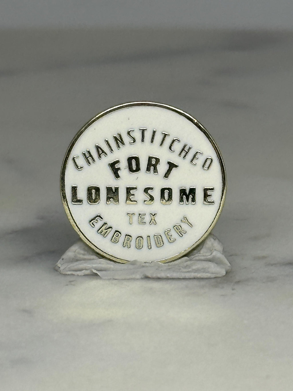 Fort Lonesome Logo Pin: White Enamel Finish - Modern Western Accessory
