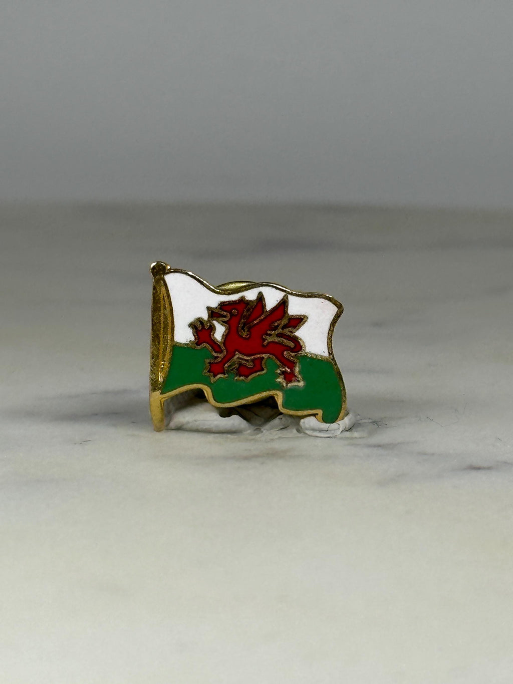 Welsh Flag Lapel Pin: Red Dragon Enamel Gold Tone - Vintage Travel Accessory