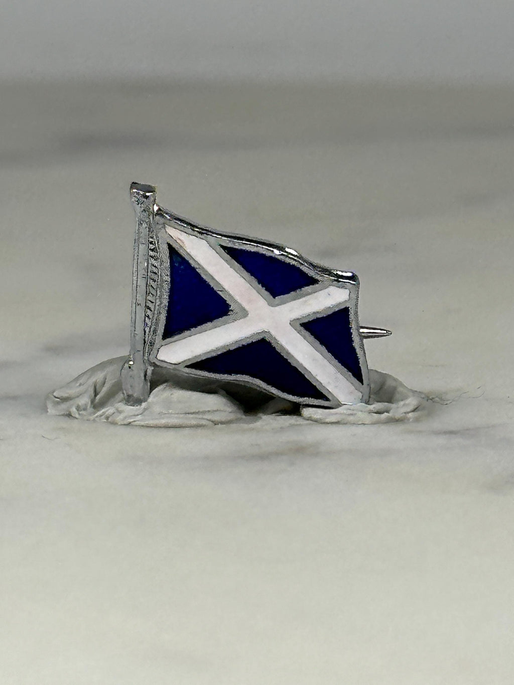 Scotland Flag Pin: Silver & Blue Enamel - Vintage Travel Accessory
