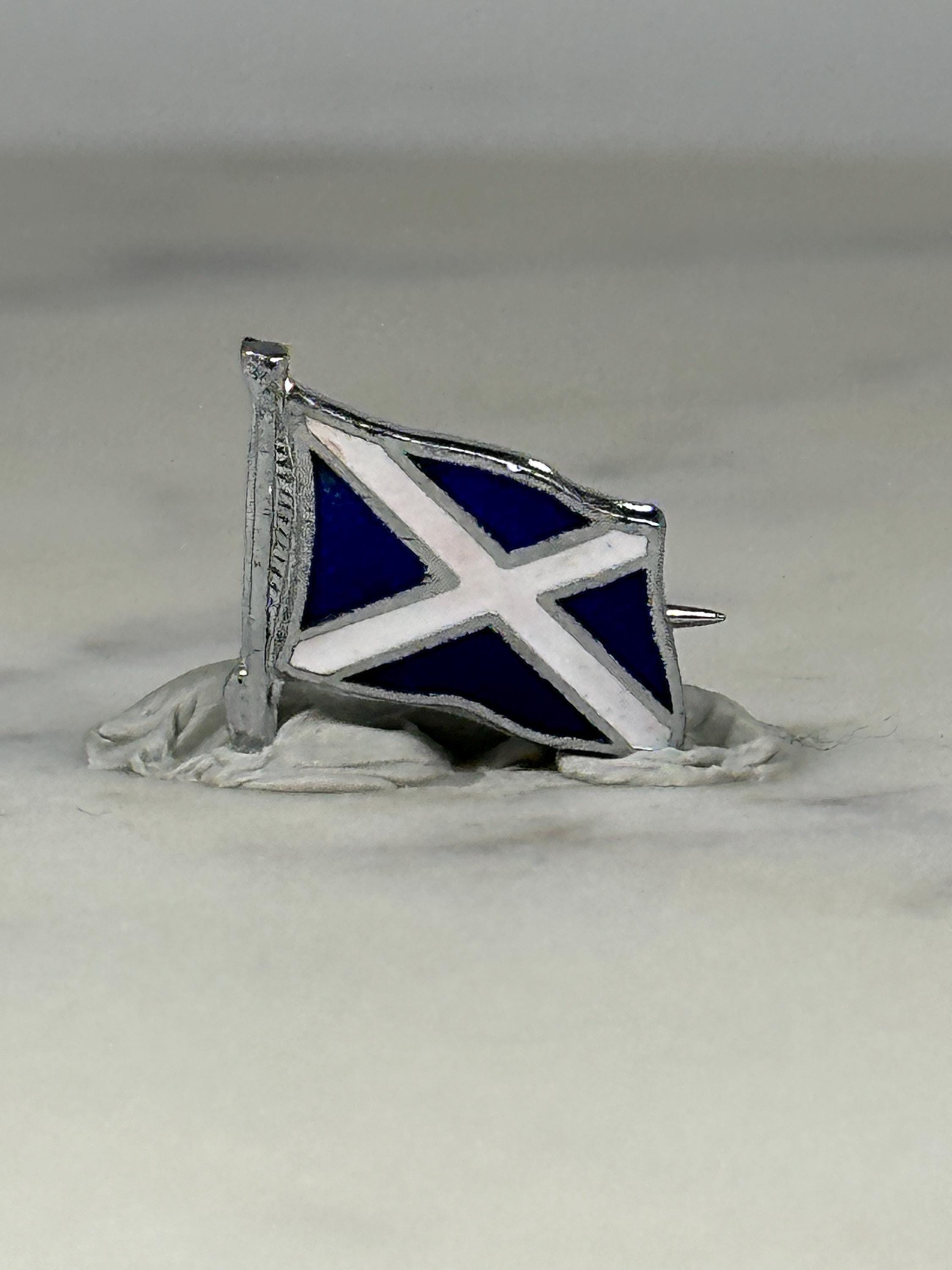 Scotland Flag Pin: Silver & Blue Enamel - Vintage Travel Accessory