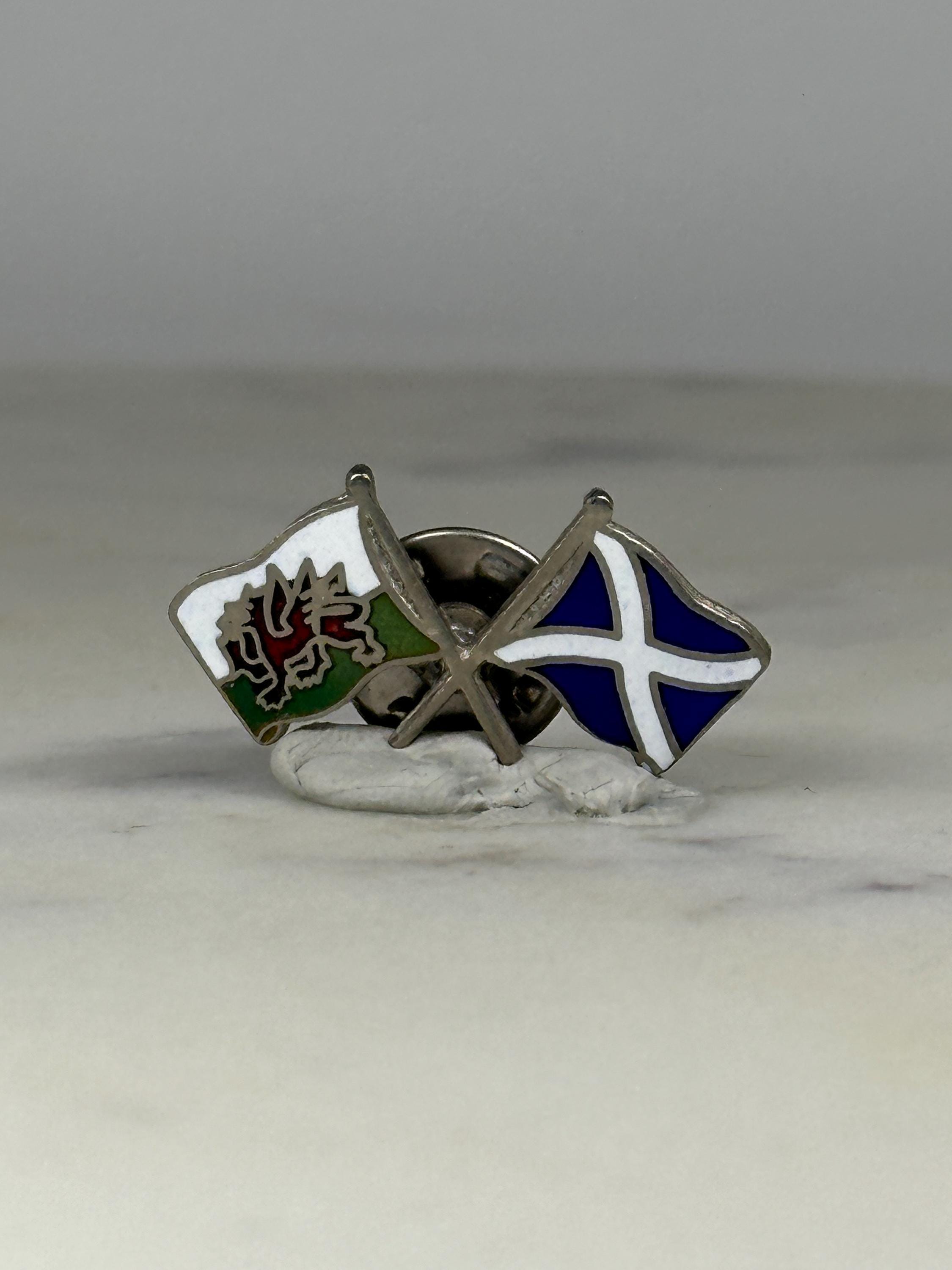 Wales and Scotland Flag Pin: Enamel Crossed Flags - Patriotic Accessory