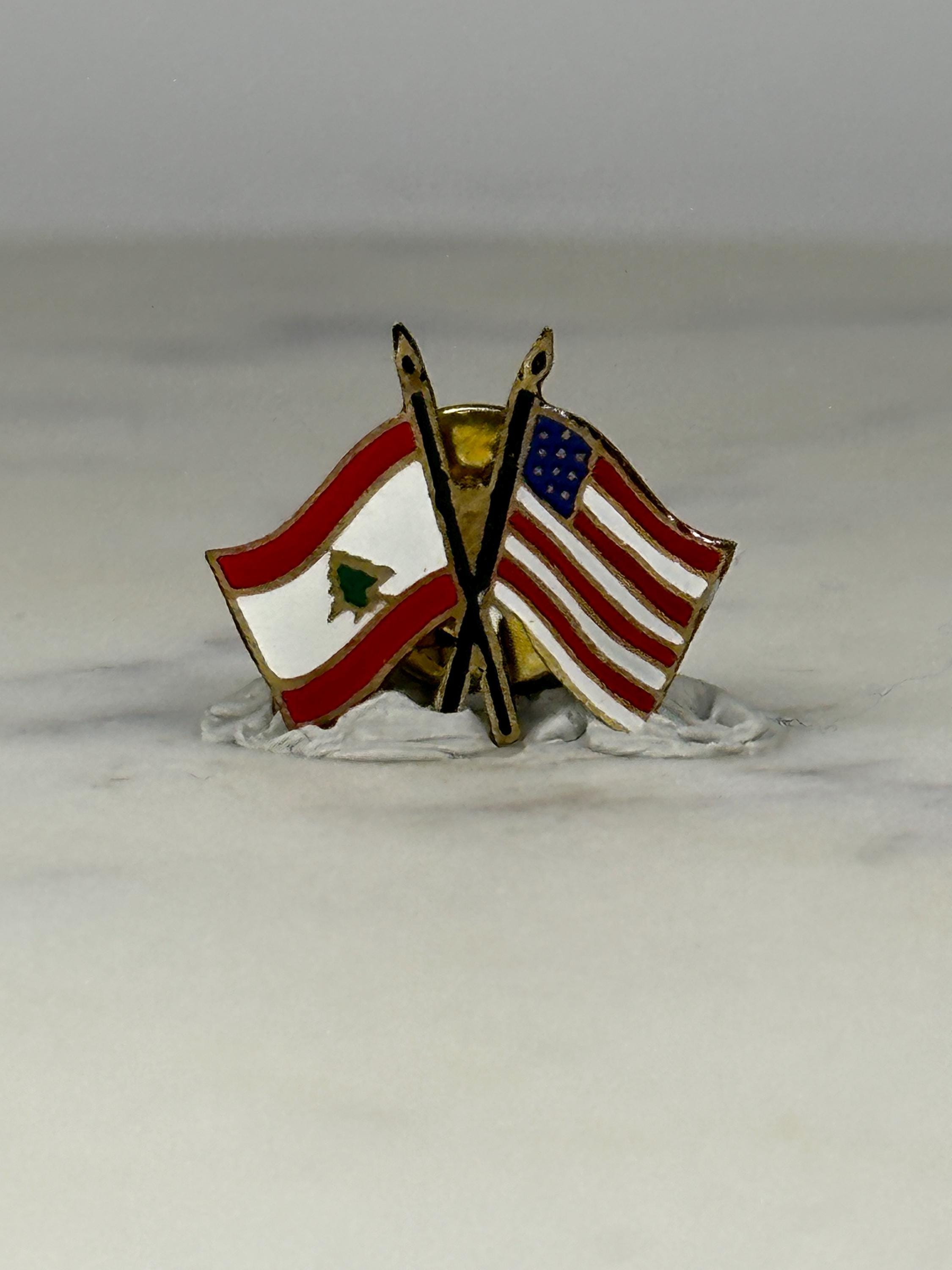 Lebanon USA Flag Pin: Gold Enamel Finish - Diplomatic Accessory