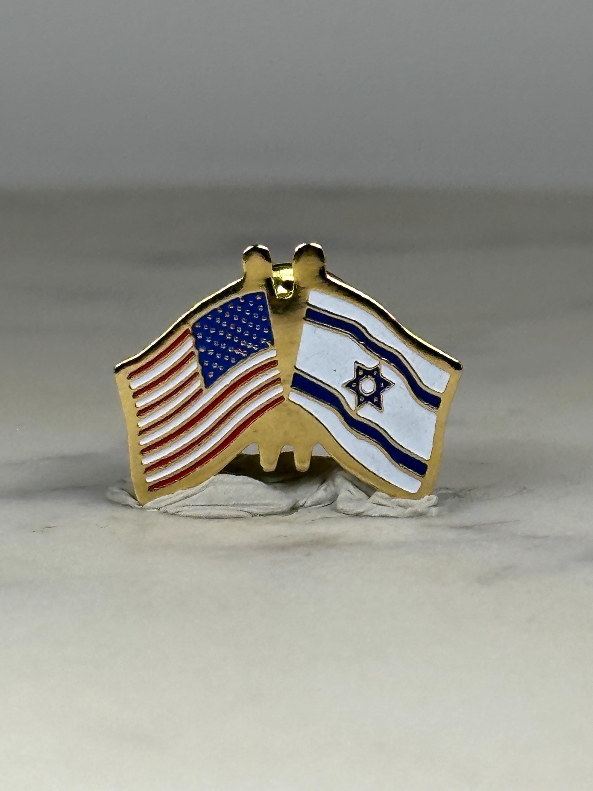 USA & Israel Flag Pin: Gold Tone Enamel - Diplomatic Friendship Accessory