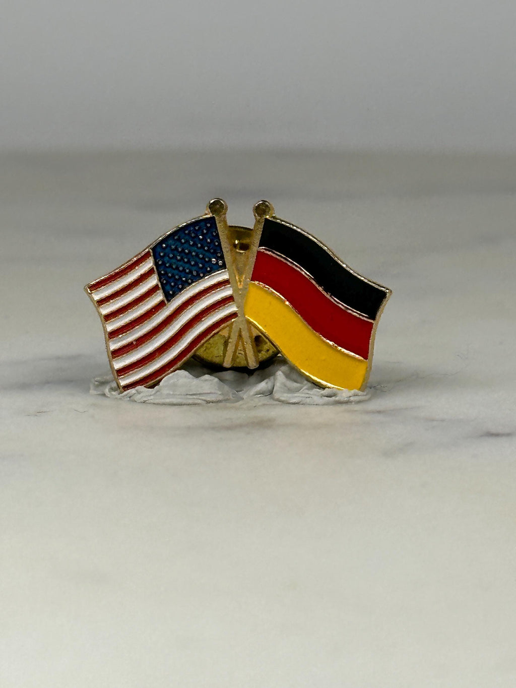 USA Germany Flag Pin: Enamel Gold Tone - Diplomatic Theme Accessory