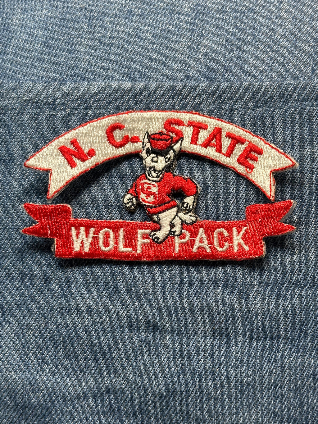 NC State Wolfpack Collectable Patch: Iron-On Red & White - Vintage College Accessory
