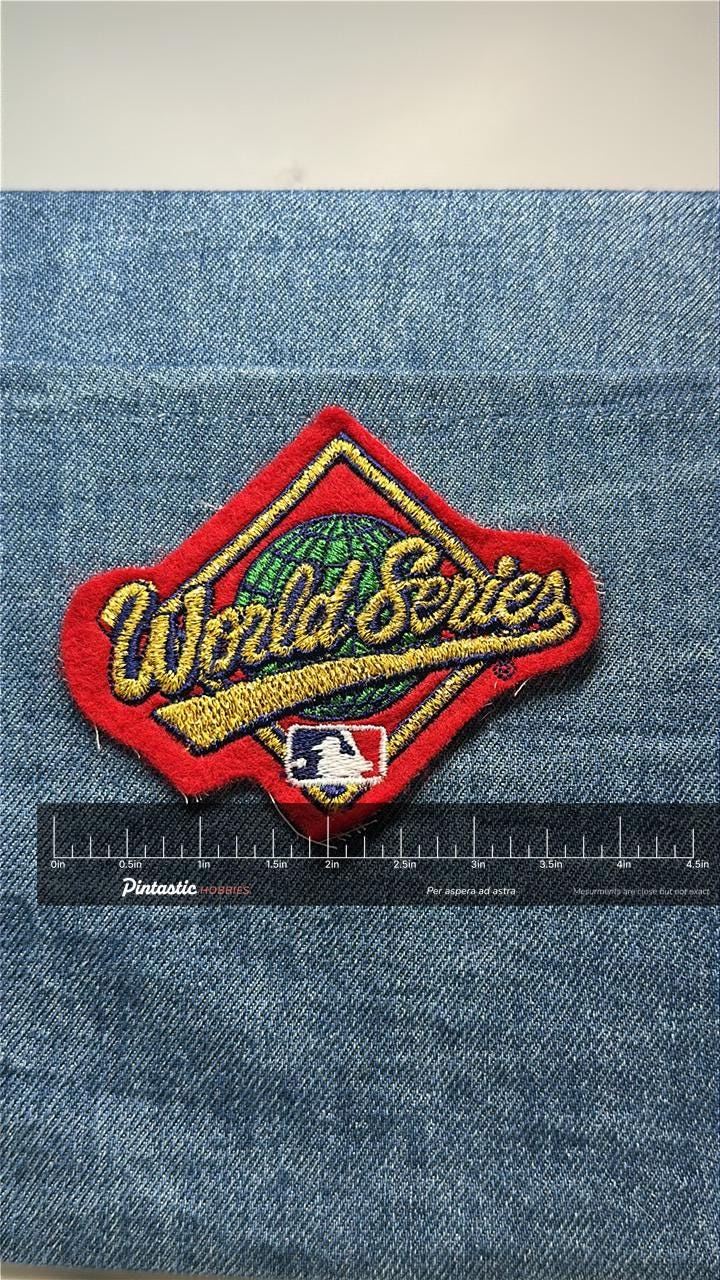 World Series Collectable Patch: Sew-On Red Felt - MLB Baseball Accessory with ruler overlay for size reference