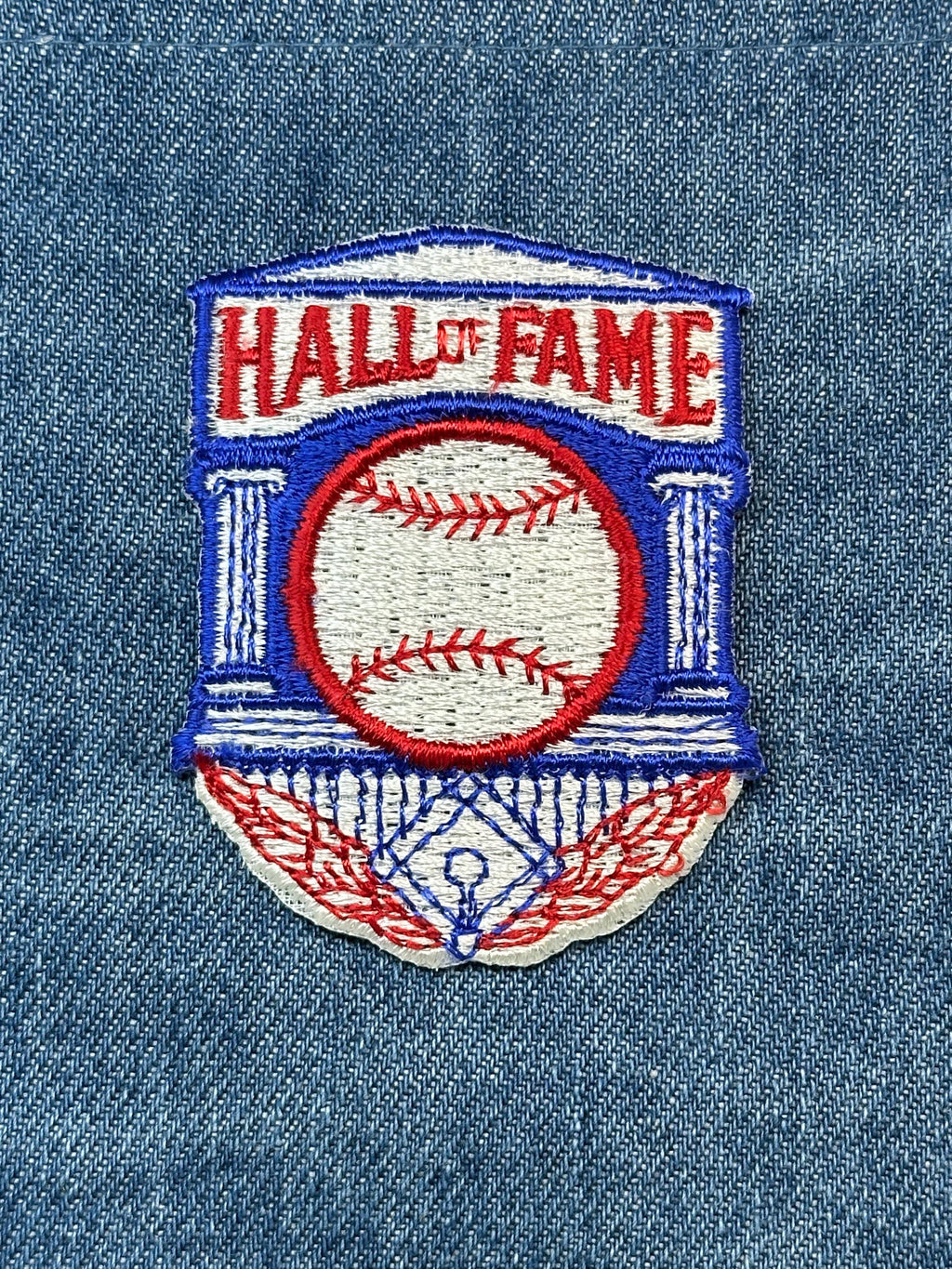 Hall of Fame Baseball Collectable Patch: Iron-On Red White Blue - Retro Sports Accessory