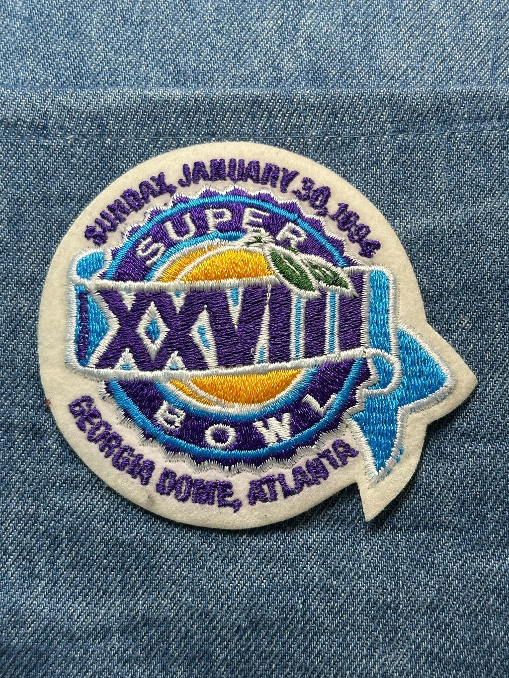 Super Bowl XXVIII Collectable Patch: Iron-On Felt Finish - 1994 Sports Accessory