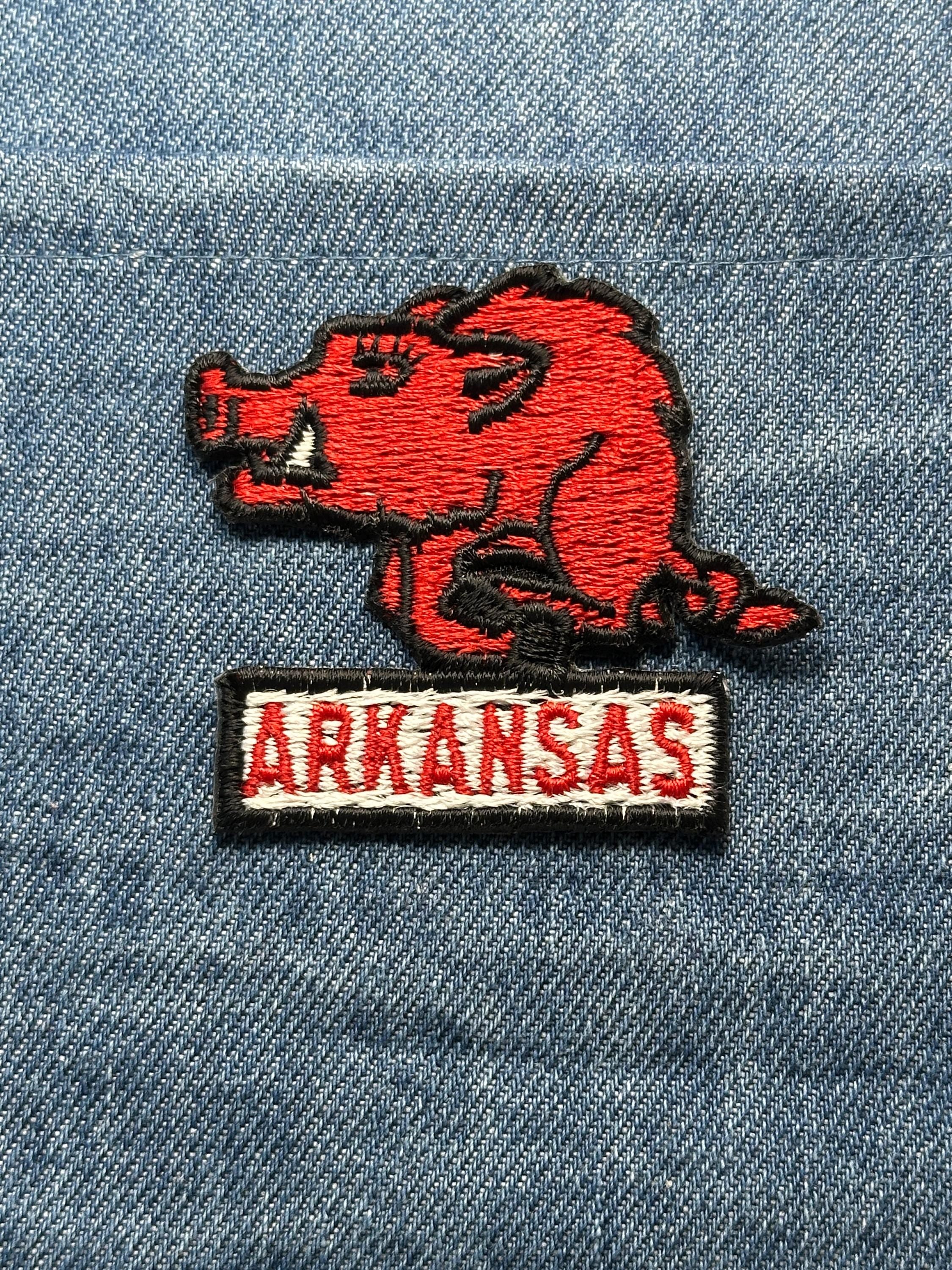 Arkansas Razorbacks Collectable Patch: Iron-On Red Black - Retro College Accessory
