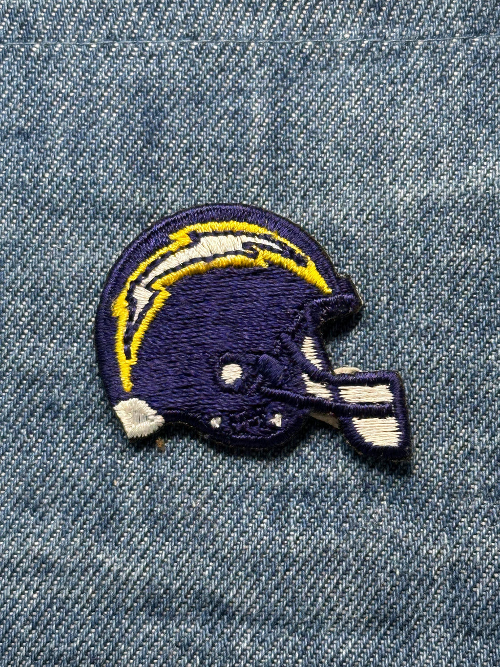 San Diego / Los Angeles Chargers Helmet Patch: Iron-On Navy & Yellow - Vintage Sports Accessory