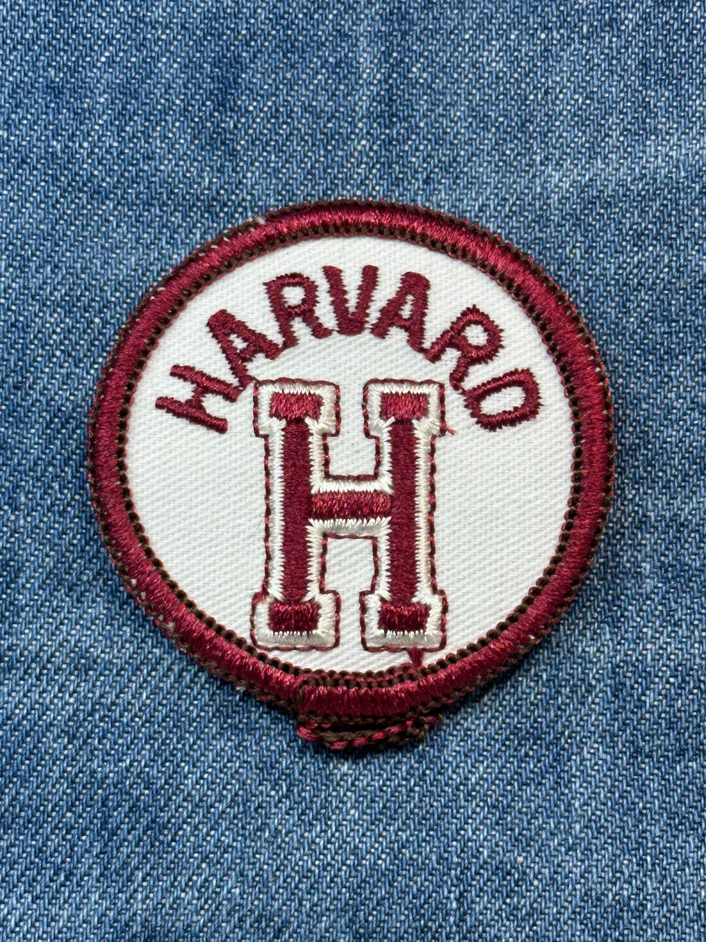 Harvard Collectable Patch: Iron-On Maroon & White - Vintage College Accessory
