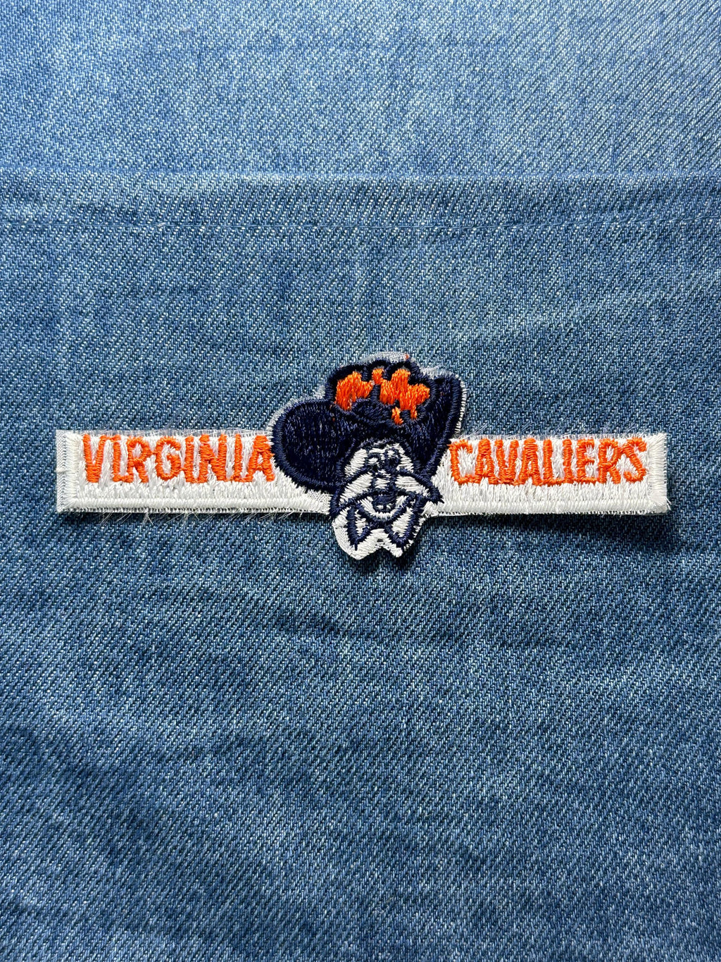 Virginia Cavaliers Patch: Iron-On White & Orange - Vintage College Accessory