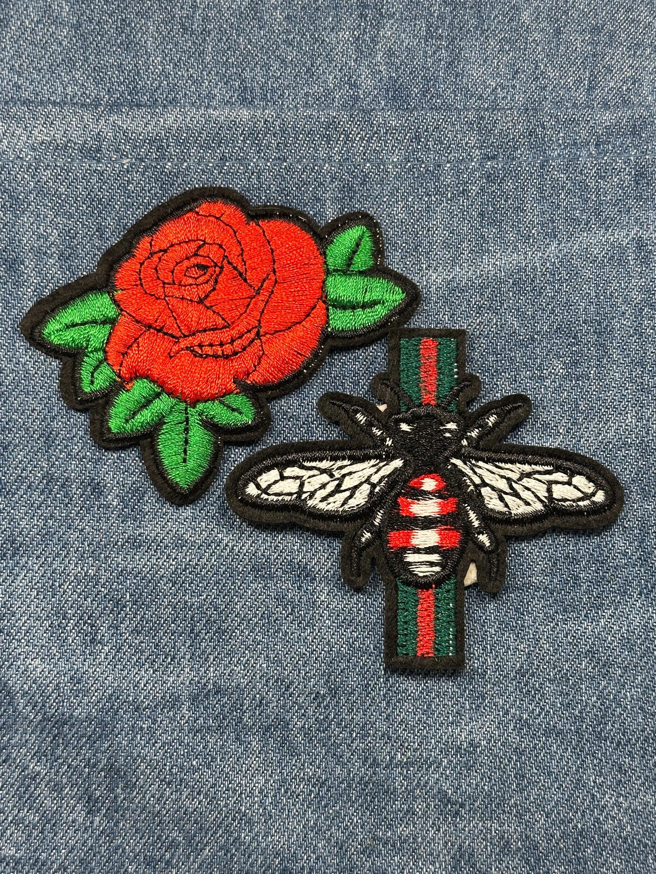 Rose & Bee Patch Set: Iron-On Bold Color - Nature Theme Accessory