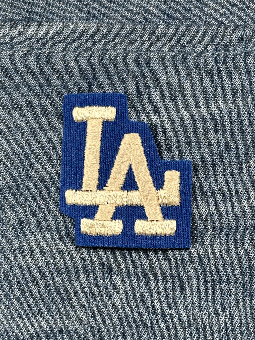 LA Dodgers Collectable Patch: Iron-On Blue & White - Vintage Baseball Accessory