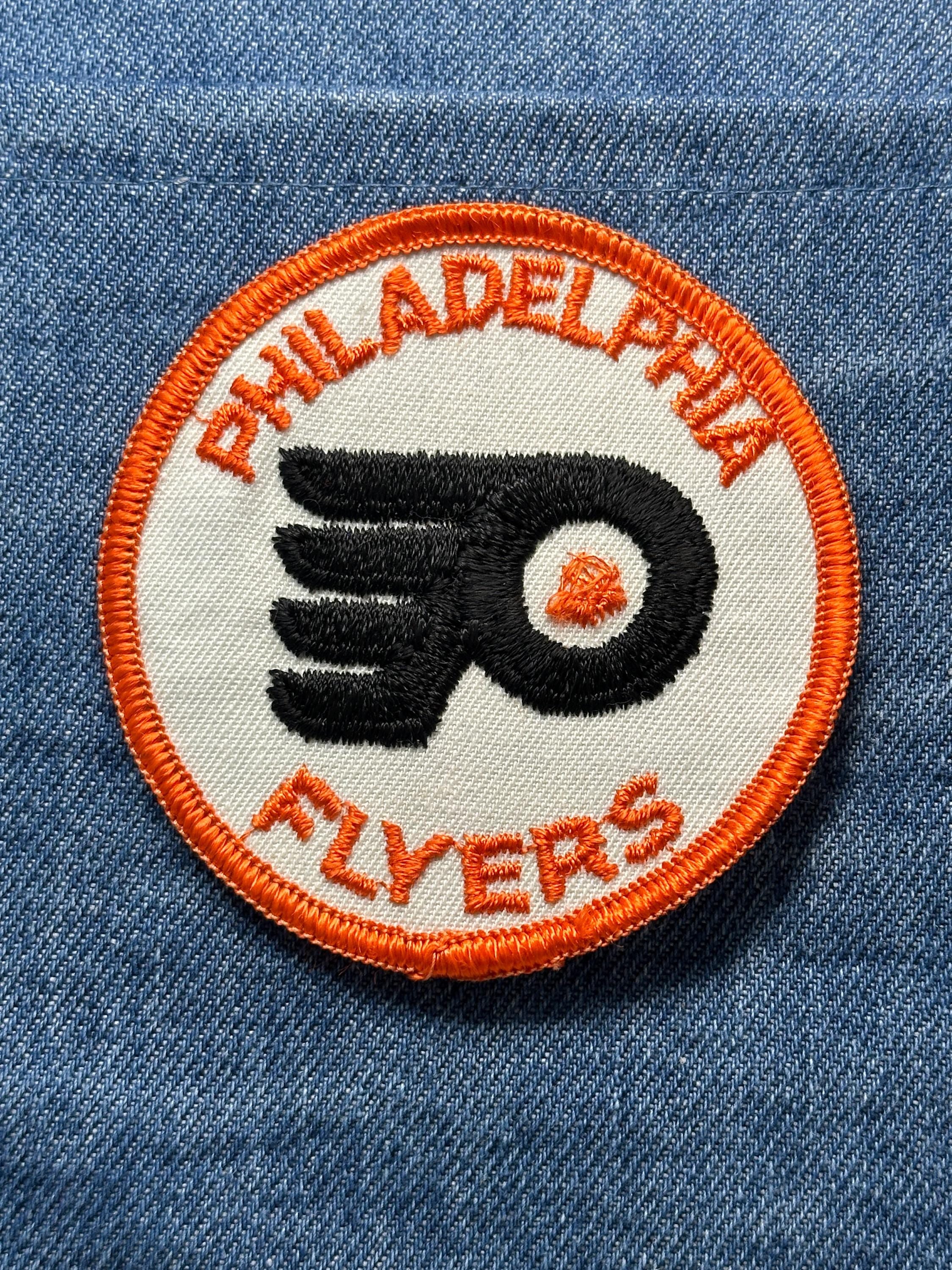 Philadelphia Flyers Collectable Patch: Sew-On Round Orange Trim - Vintage Sports Accessory