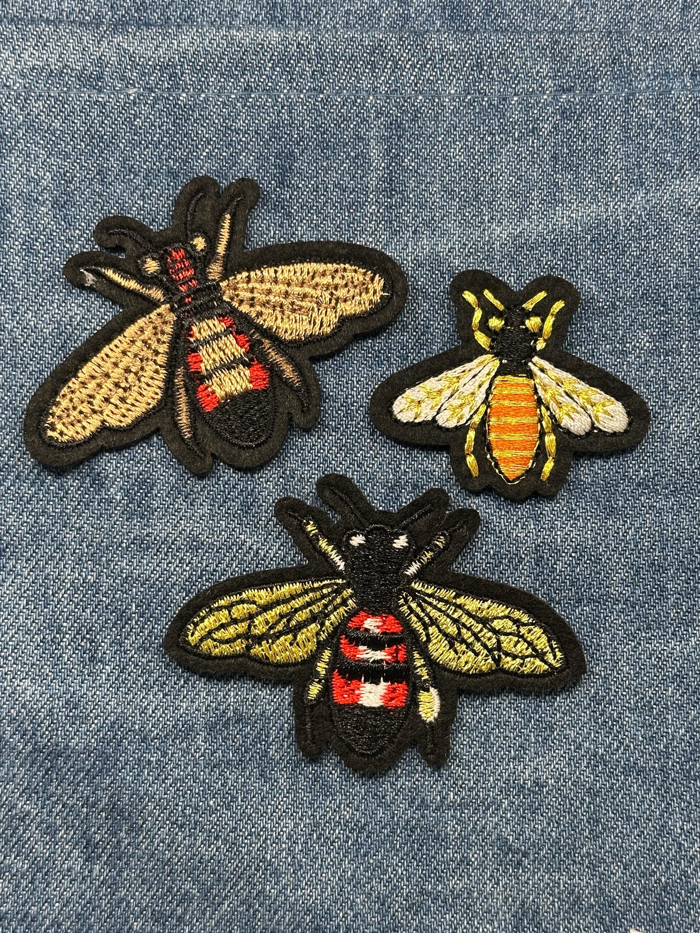 Bee Insect Patch Set: Iron-On Bold Color - Nature Theme Accessory