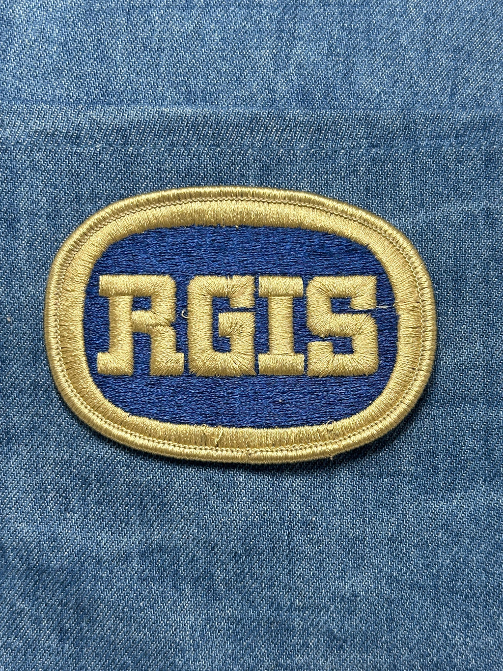 RGIS Collectable Patch: Iron-On Blue Gold Oval - Vintage Workwear Accessory