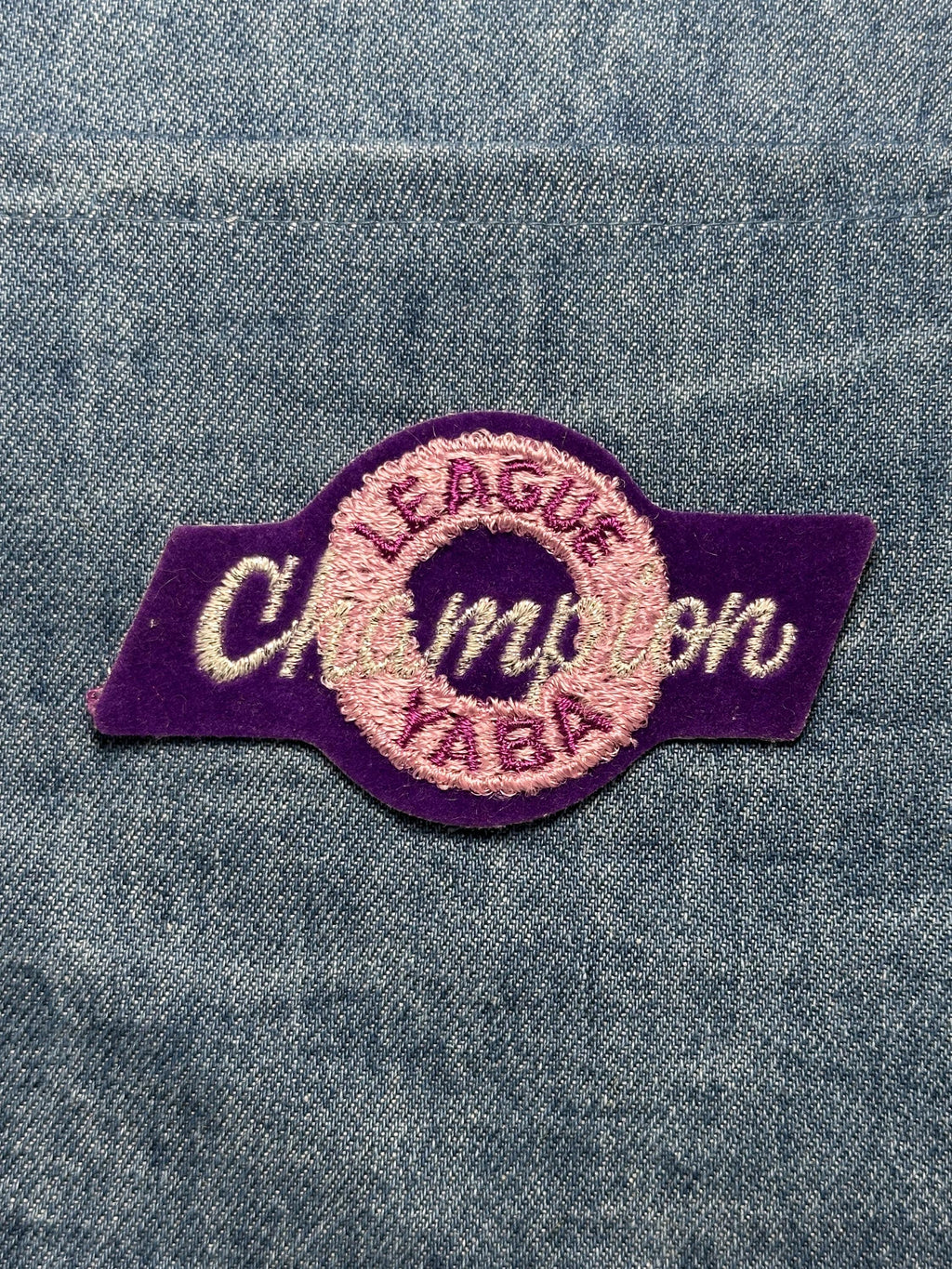 League Champion YABA Youth Bowling Patch: Iron-On Purple Felt - Vintage Accessory