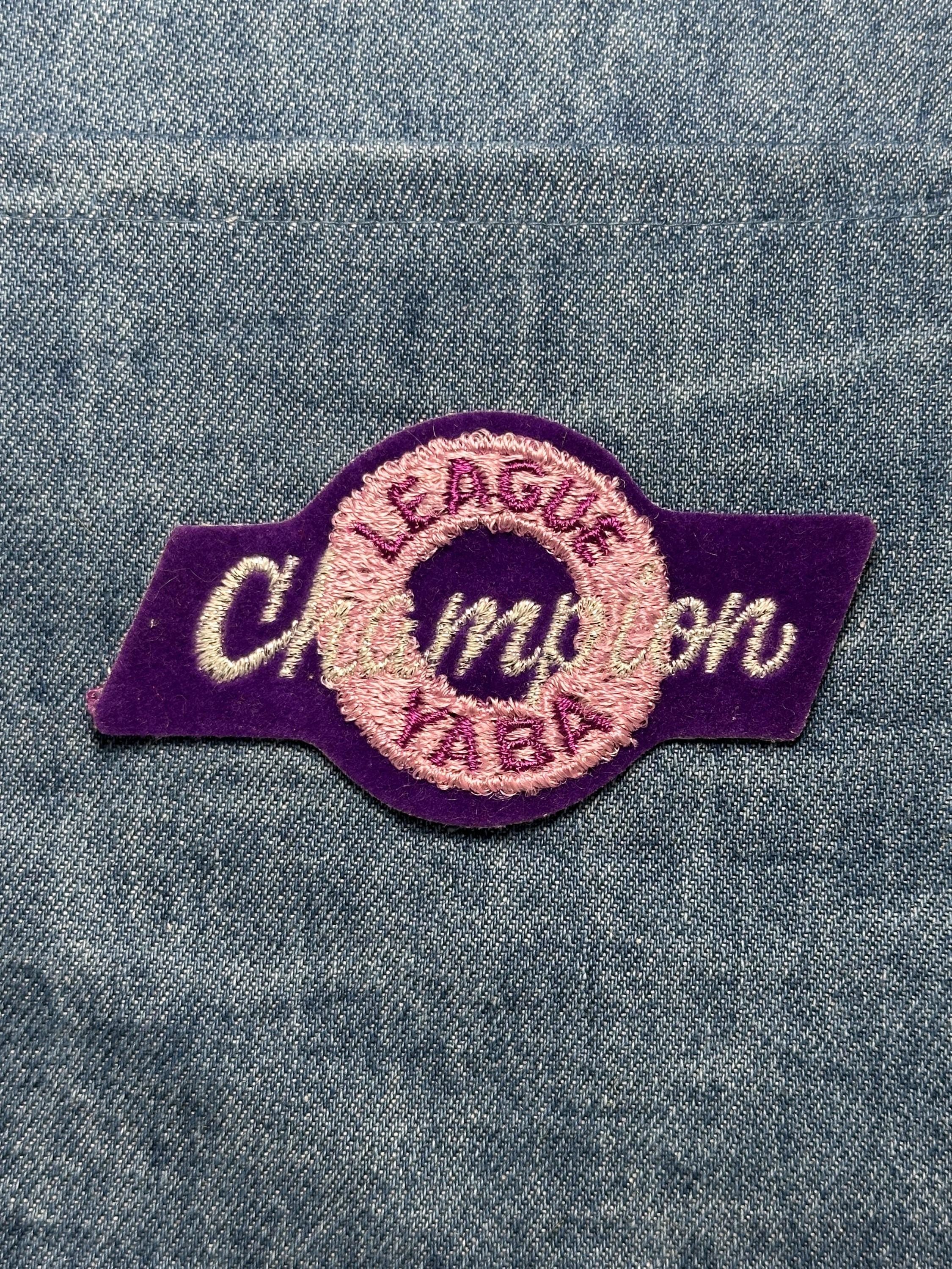 League Champion YABA Youth Bowling Patch: Iron-On Purple Felt - Vintage Accessory