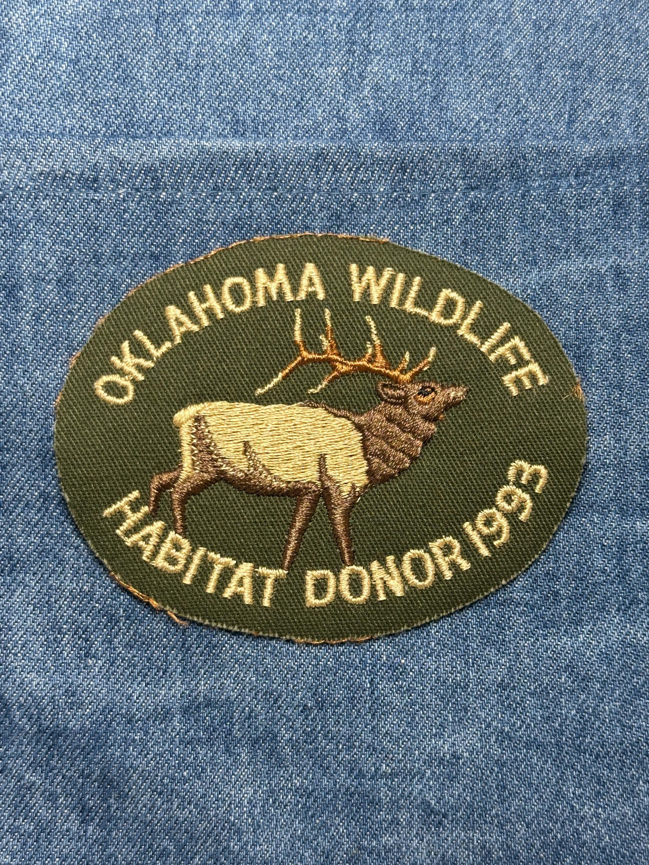 Oklahoma Wildlife Patch: Iron-On Olive Green Oval - 1993 Donor Accessory