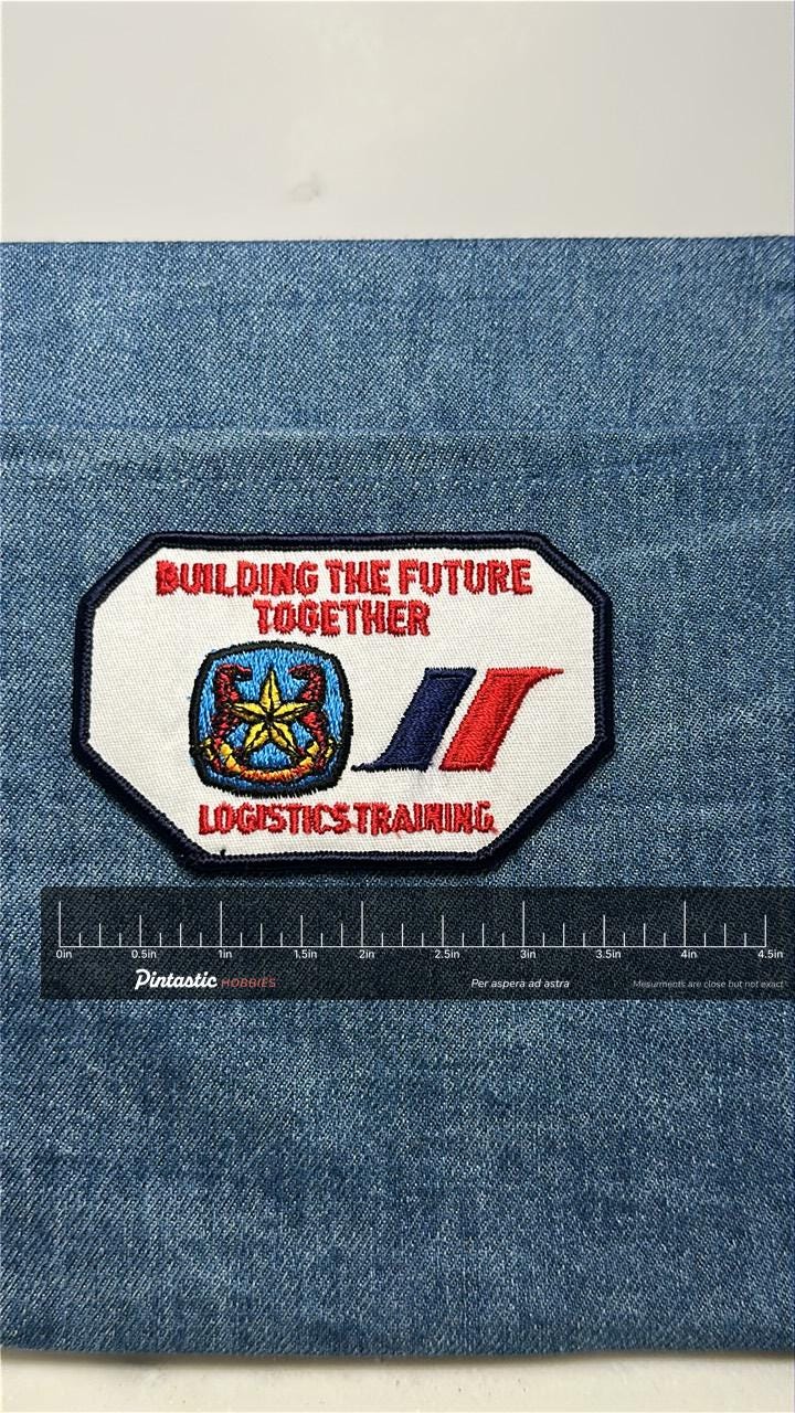 Logistics Training Collectable Patch: Iron-On Red White Blue - Career Accessory with ruler overlay for size reference